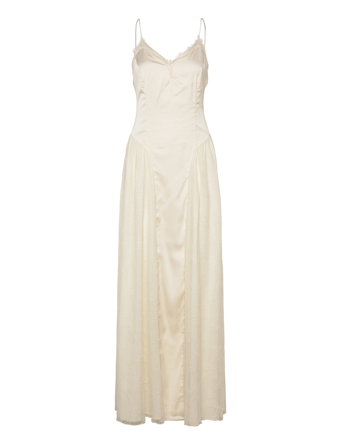 ROTATE Birger Christensen Satin Lace Maxi Dress Vit