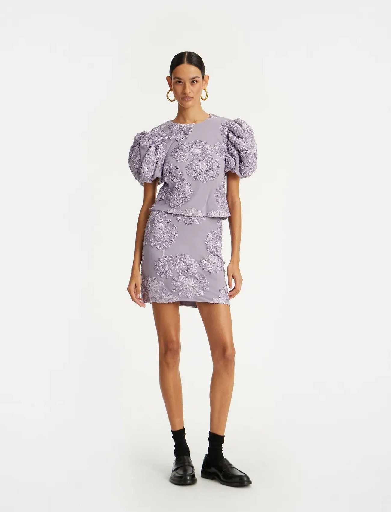 ROTATE Birger Christensen 3D Mesh Sleeveless Top, 38, Purple, Bluser > Kortærmede, Dame