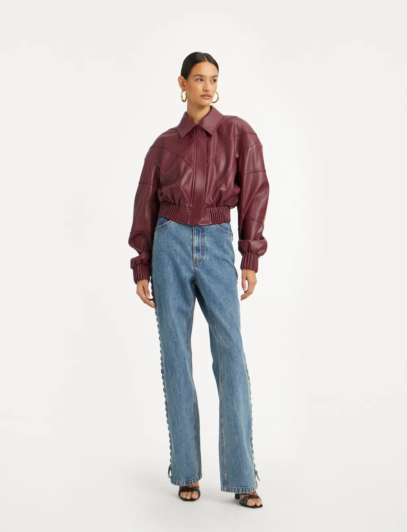 ROTATE Birger Christensen Bomber Jacket, 42, Burgundy, Jakker > Bomberjakker, Dame
