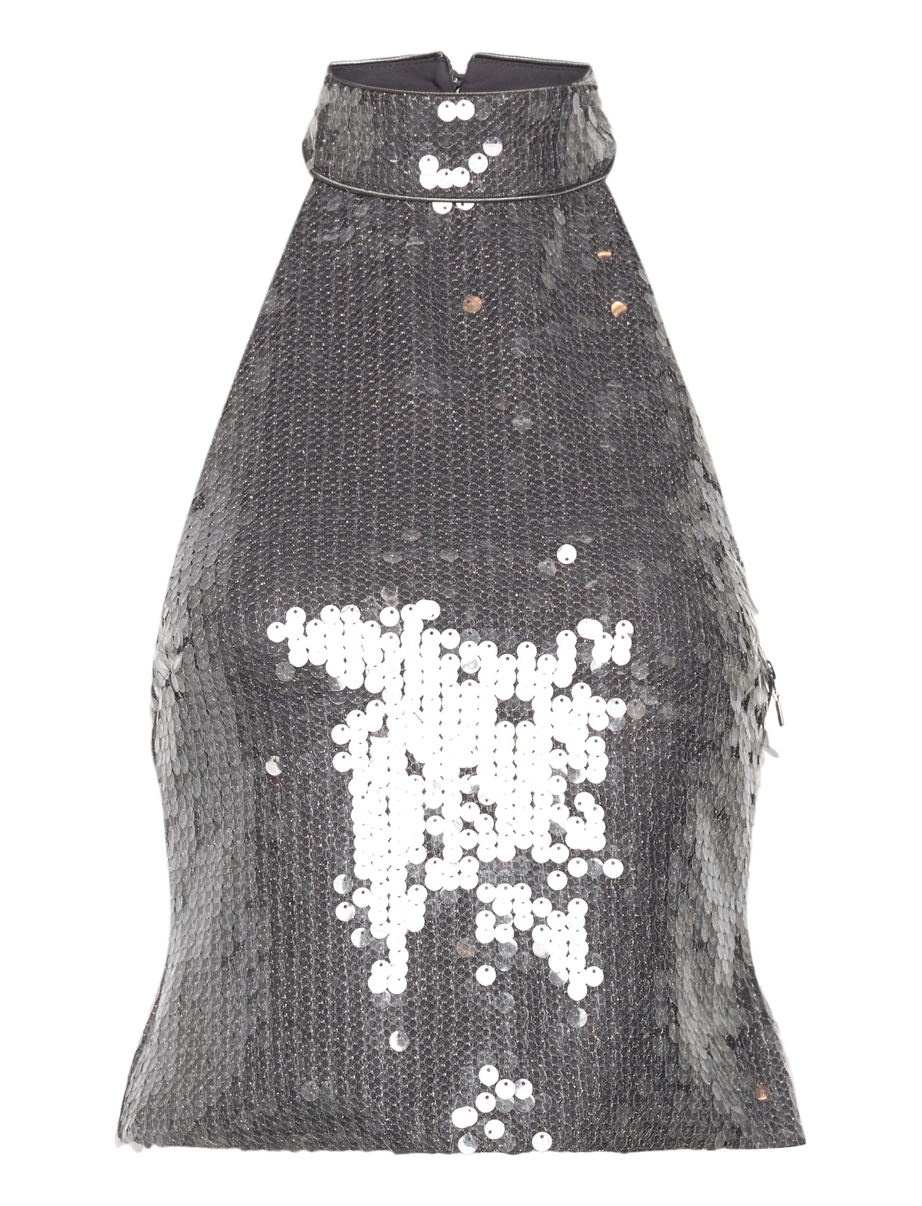 ROTATE BIRGER CHRISTENSEN Net Pailletten Halterneck Grau - 36 - Damen