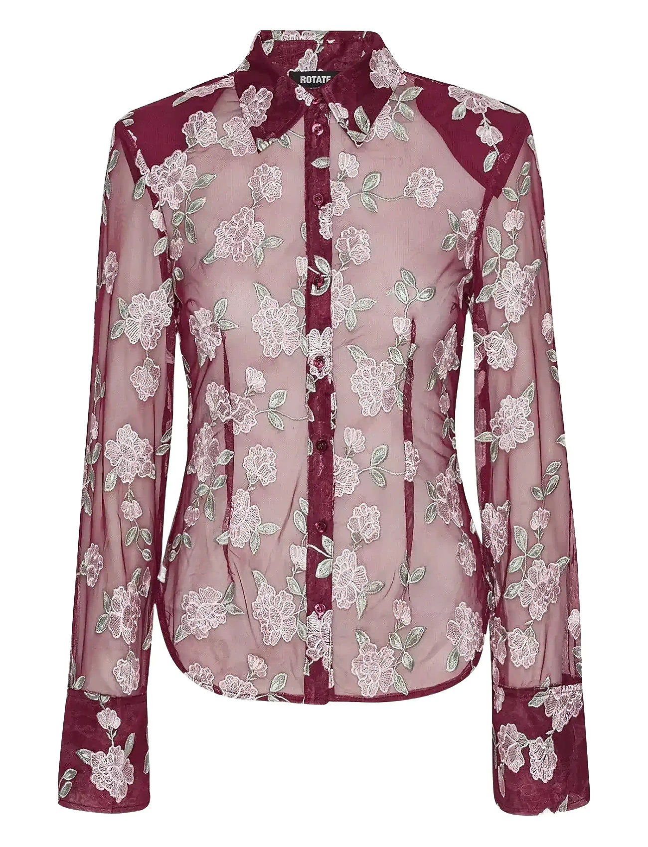 ROTATE BIRGER CHRISTENSEN Mesh Fitted Shirt Pink - 34 - Damen