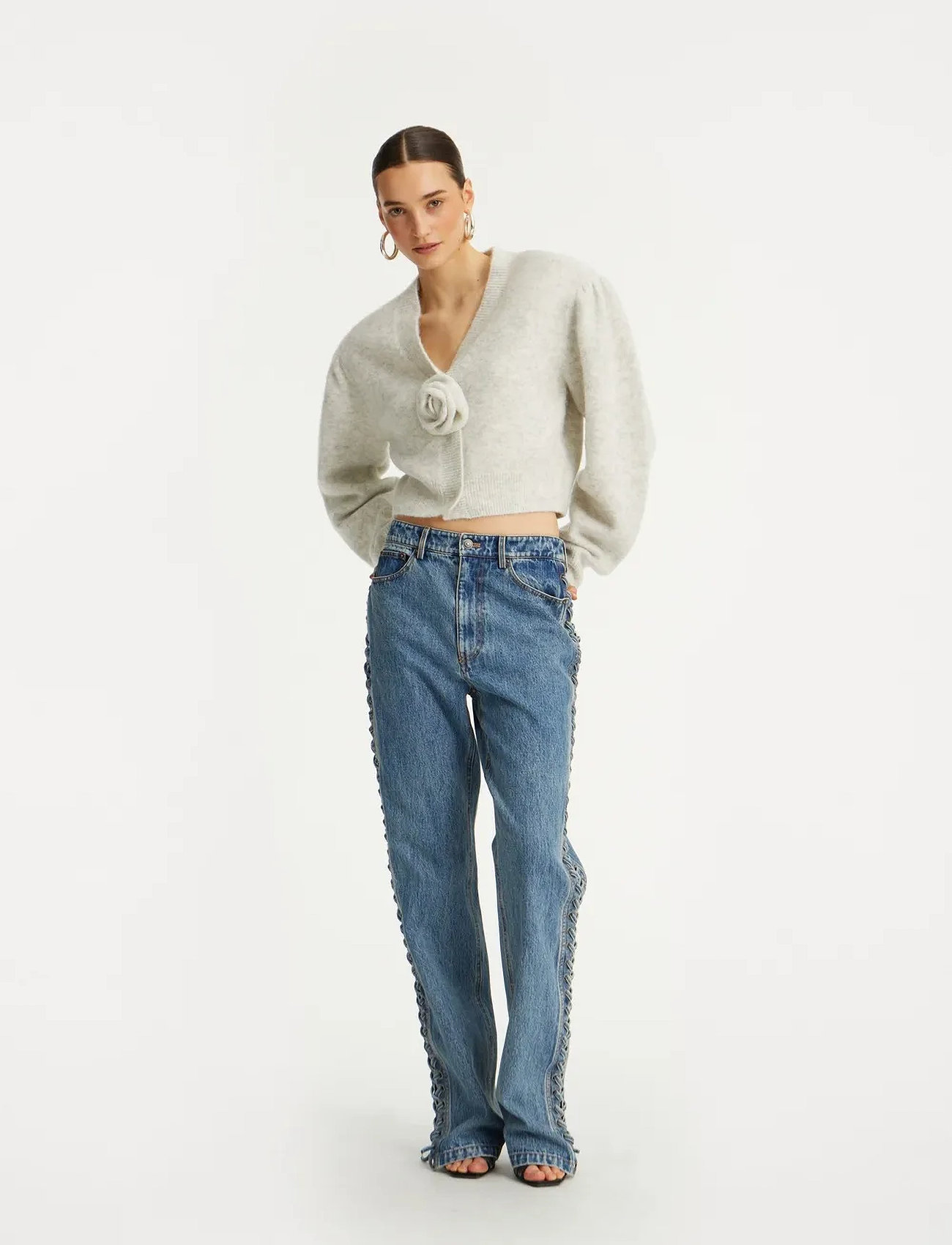 ROTATE Birger Christensen Laced Straight Leg Jeans, 30, Blue, Jeans > Lige-Almindelige, Dame