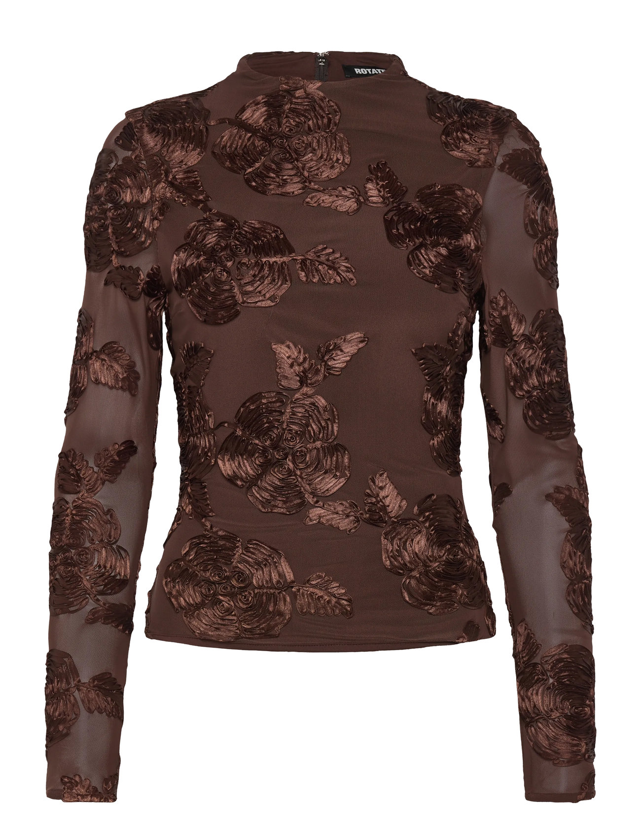 ROTATE BIRGER CHRISTENSEN Flower Mesh Ls Oberteil Braun - 38 - Damen
