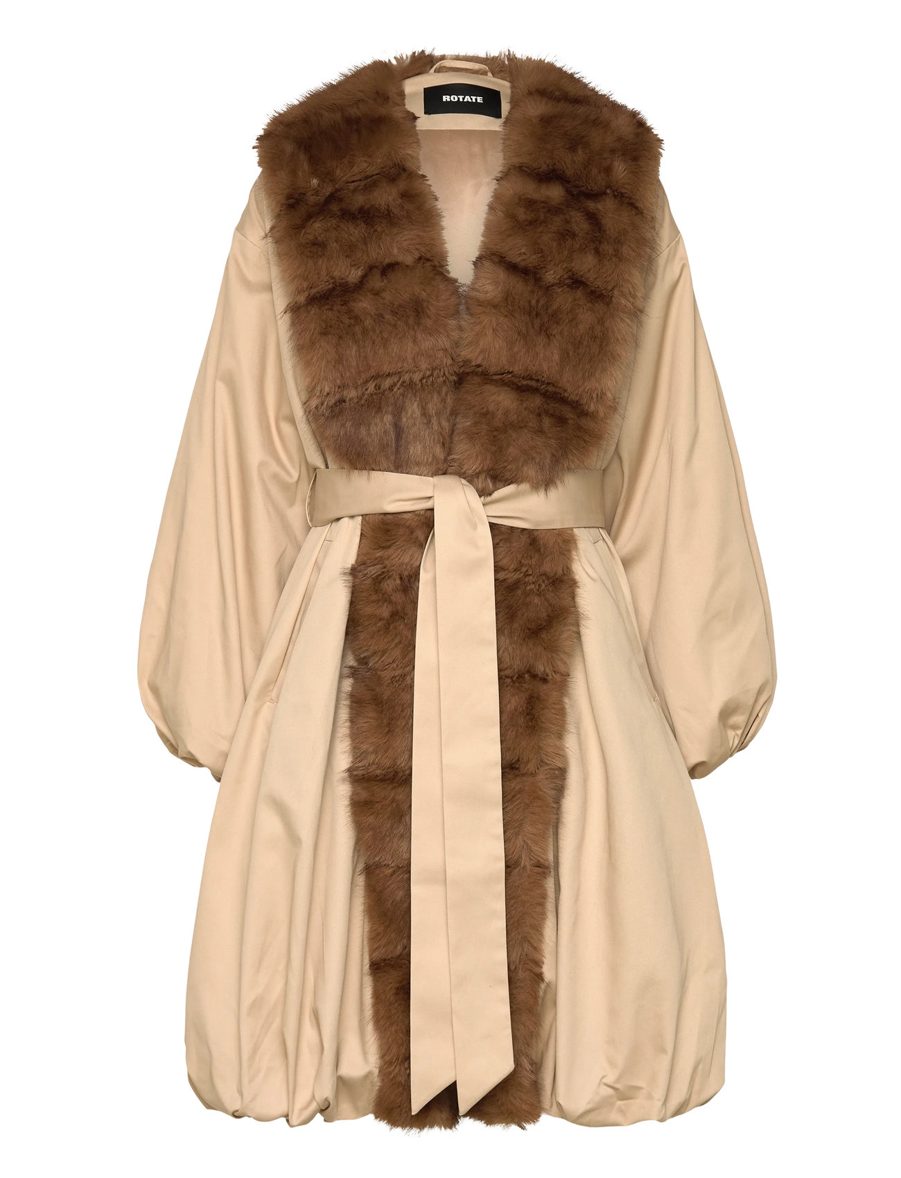 ROTATE BIRGER CHRISTENSEN Kunstpelz Collar Mantel Beige - 34 - Damen