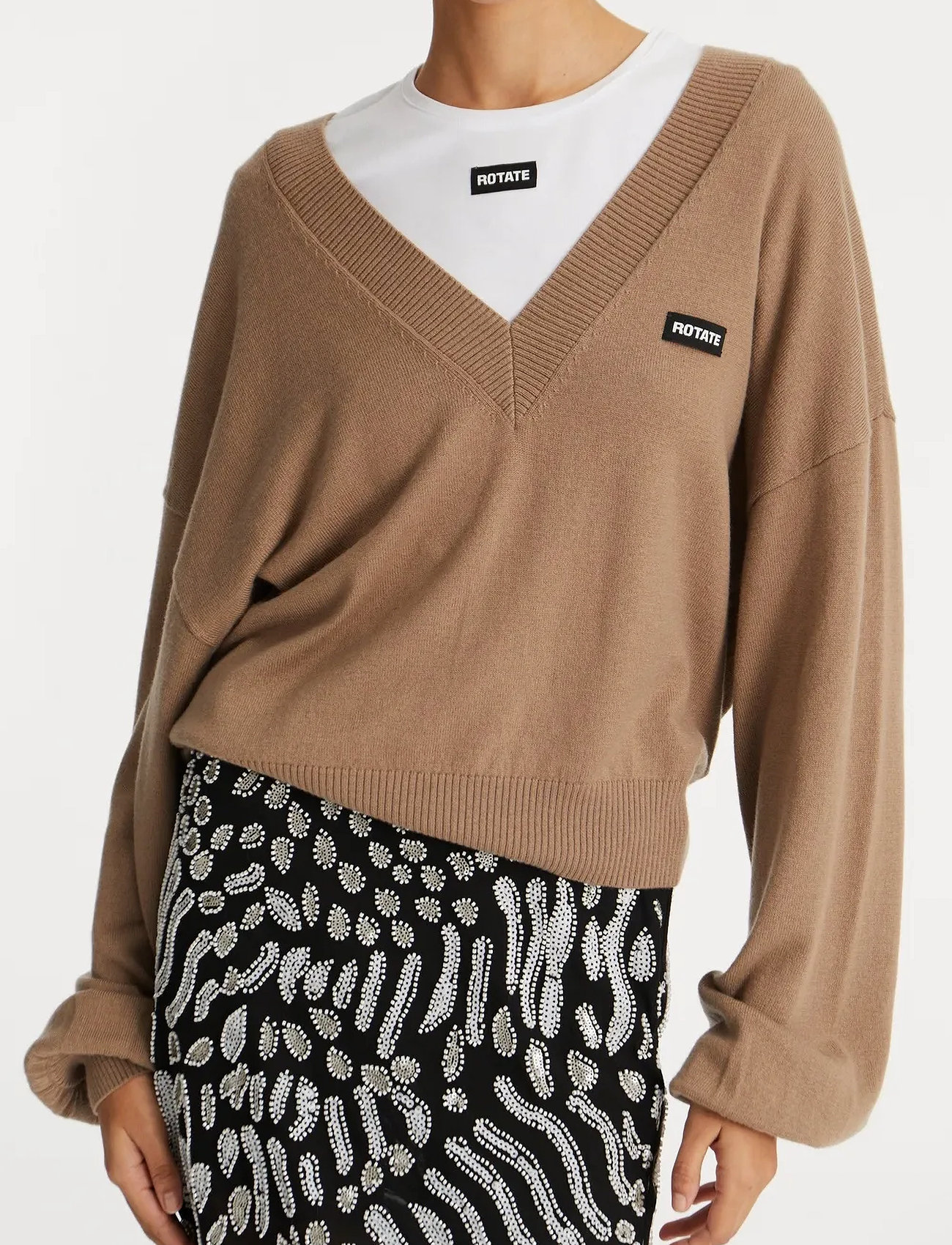 ROTATE Birger Christensen Short Sleeve T-Shirt, M, White, T-Shirts & Toppe > Kortærmede, Dame