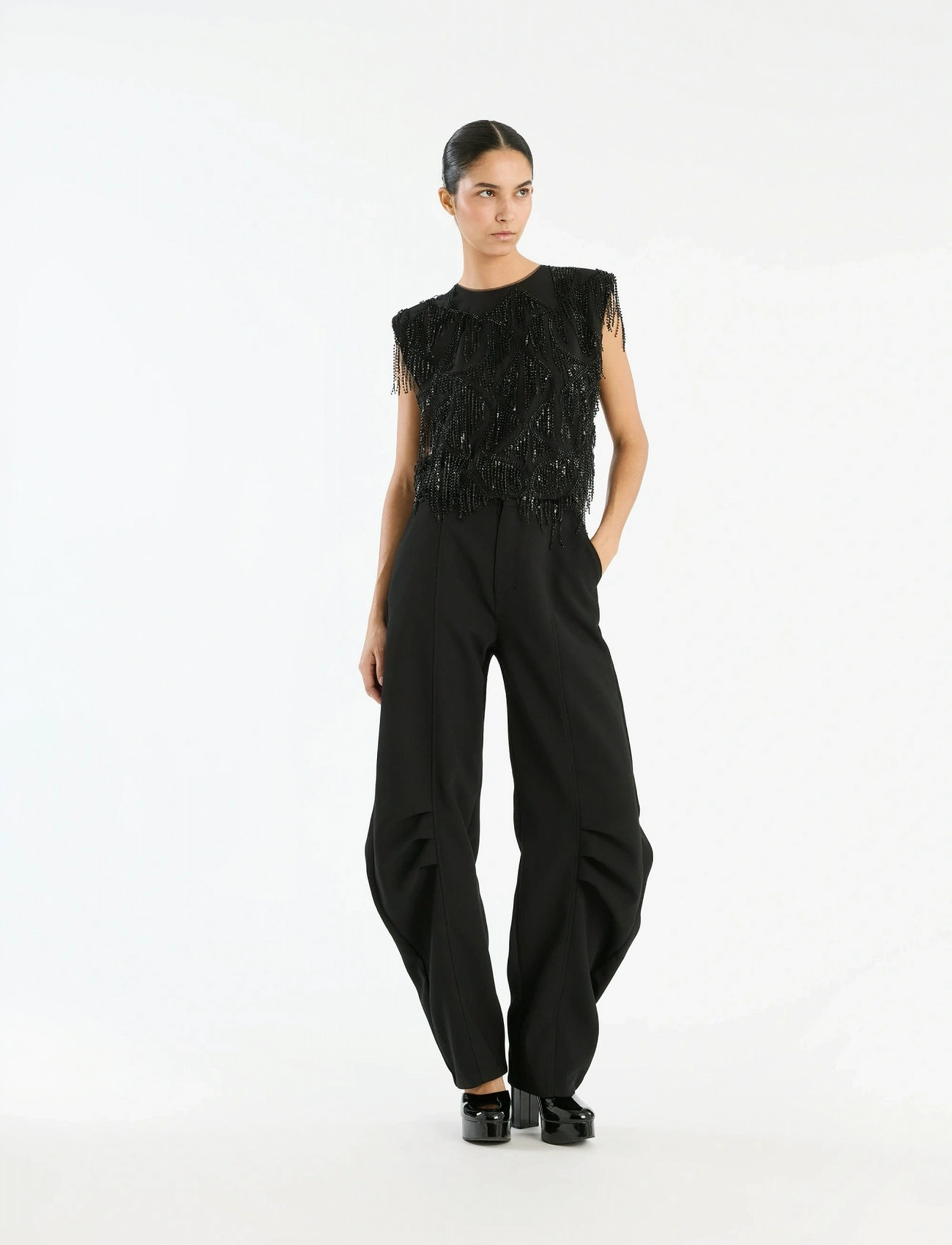 ROTATE Birger Christensen Suiting Cargo Pants, 38, Black, Bukser > Jakkesætsbukser, Dame