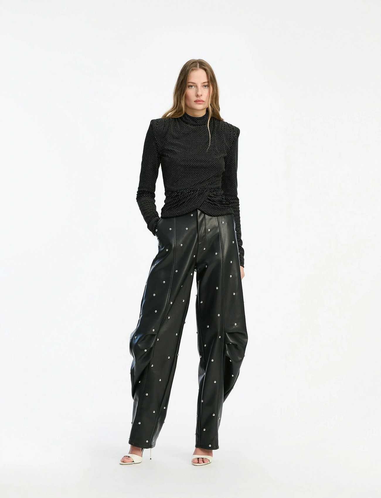 ROTATE Birger Christensen Velvet Draped Top, 34, Black, T-Shirts & Toppe > Langærmede, Dame