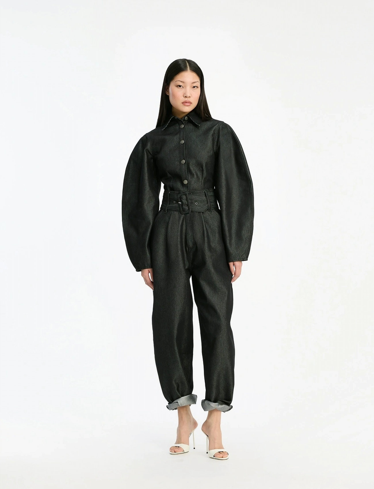 ROTATE Birger Christensen Denim Fitted Shirt, 36, Black, Skjorter > Langærmede, Dame