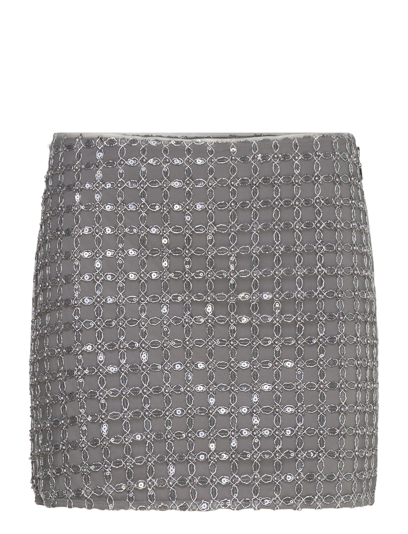 ROTATE Birger Christensen Beaded Mini Skirt, 42, Grey, Nederdele > Korte Nederdele, Dame