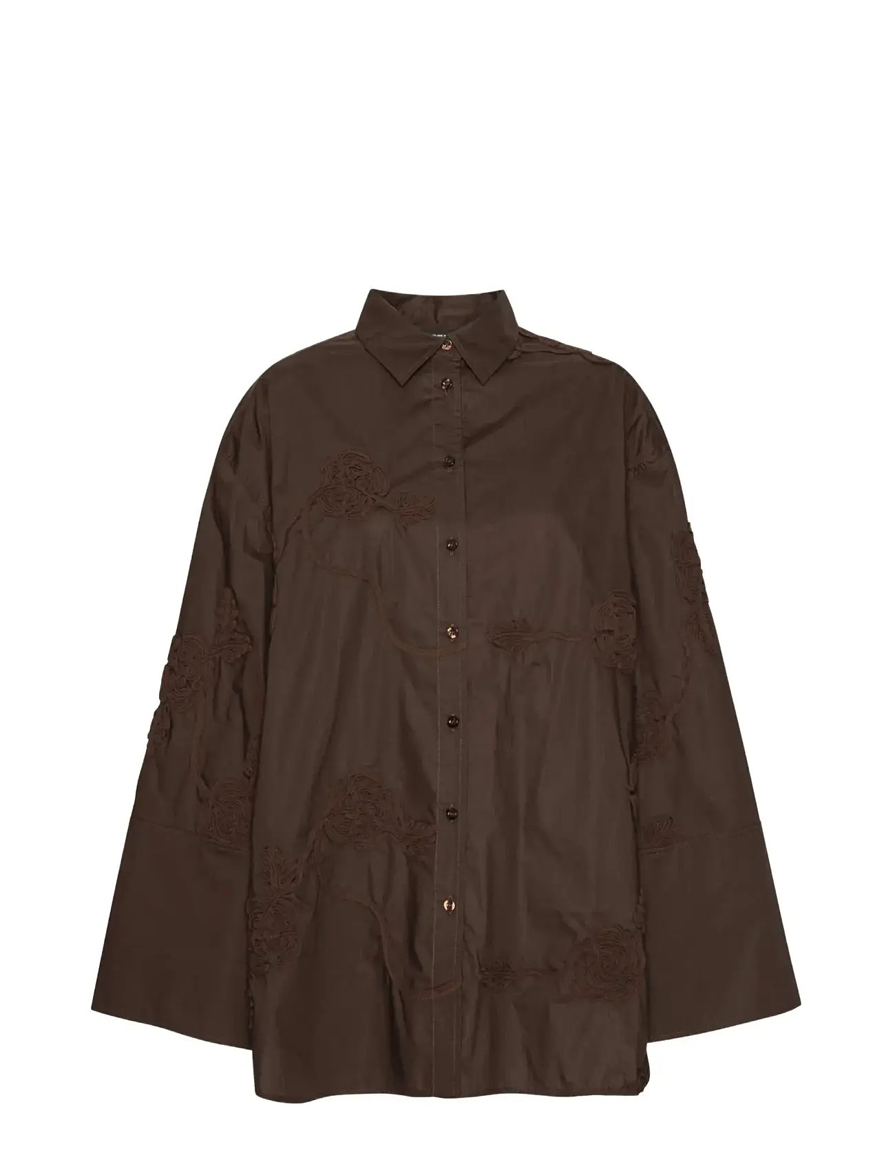 ROTATE BIRGER CHRISTENSEN Flower Oversized Shirt Braun - 40 - Damen