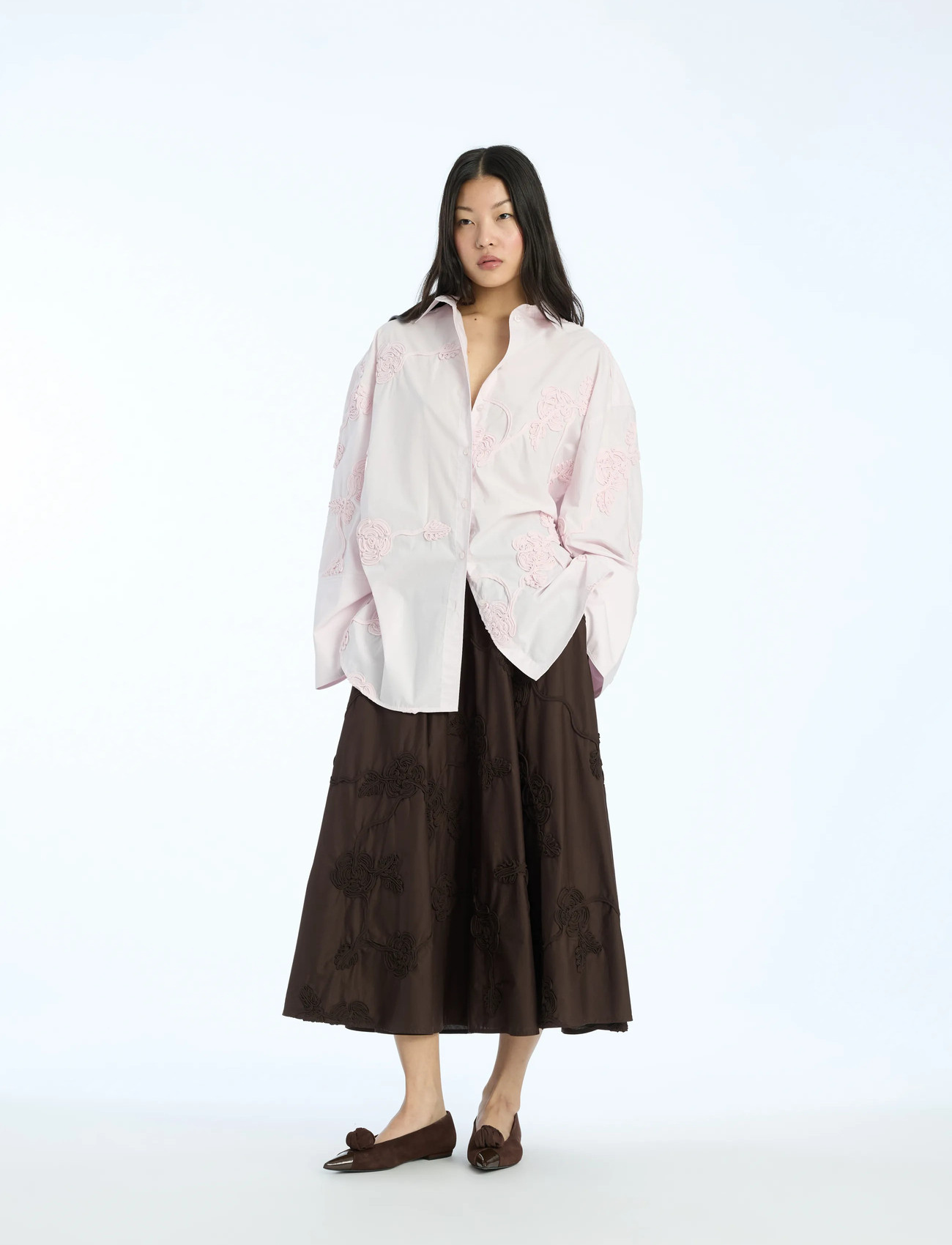 ROTATE Birger Christensen Flower Oversized Shirt, 34, Pink, Skjorter > Langærmede, Dame