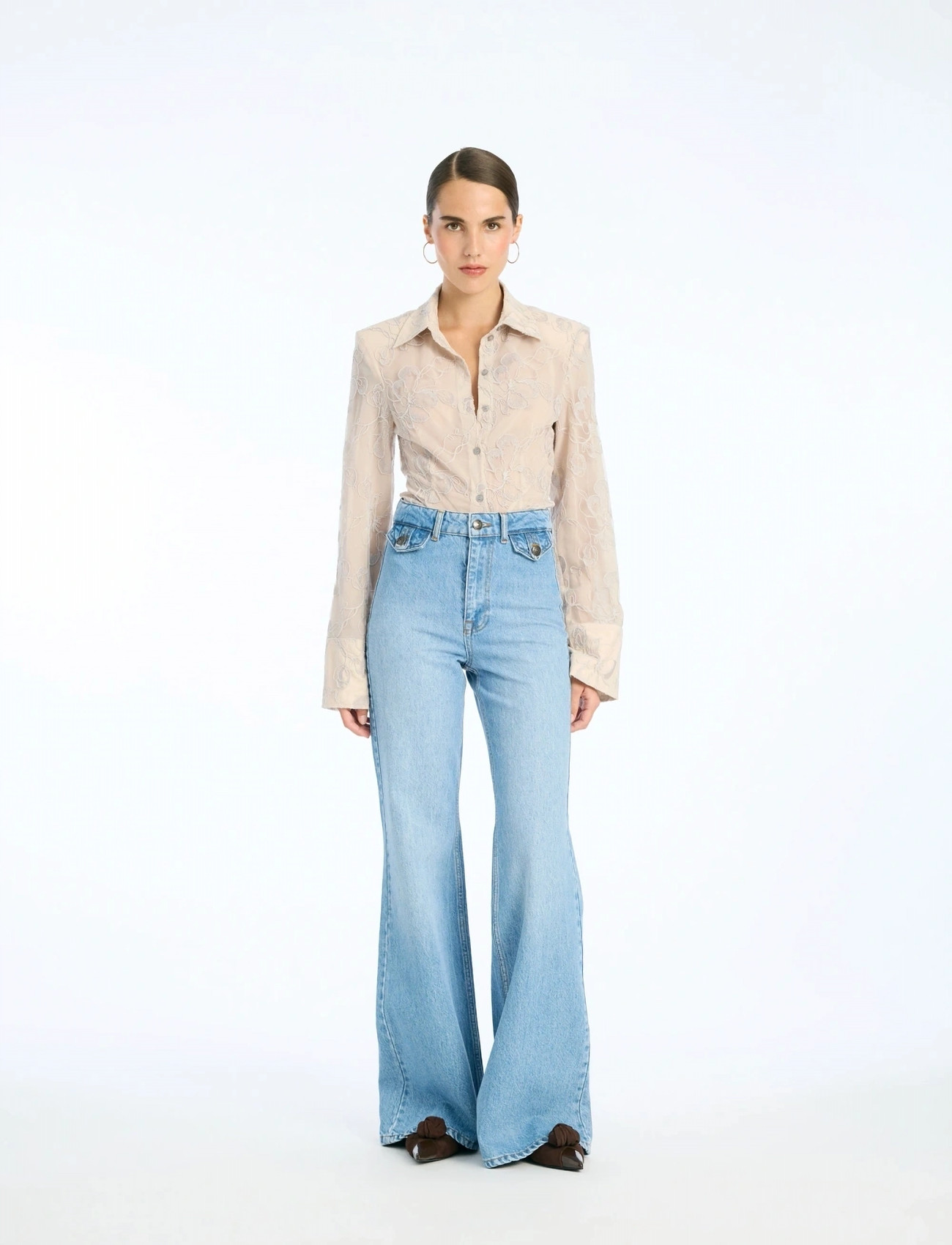 ROTATE Birger Christensen Flared Highwaisted Jeans, 27, Blue, Jeans > Flares, Dame