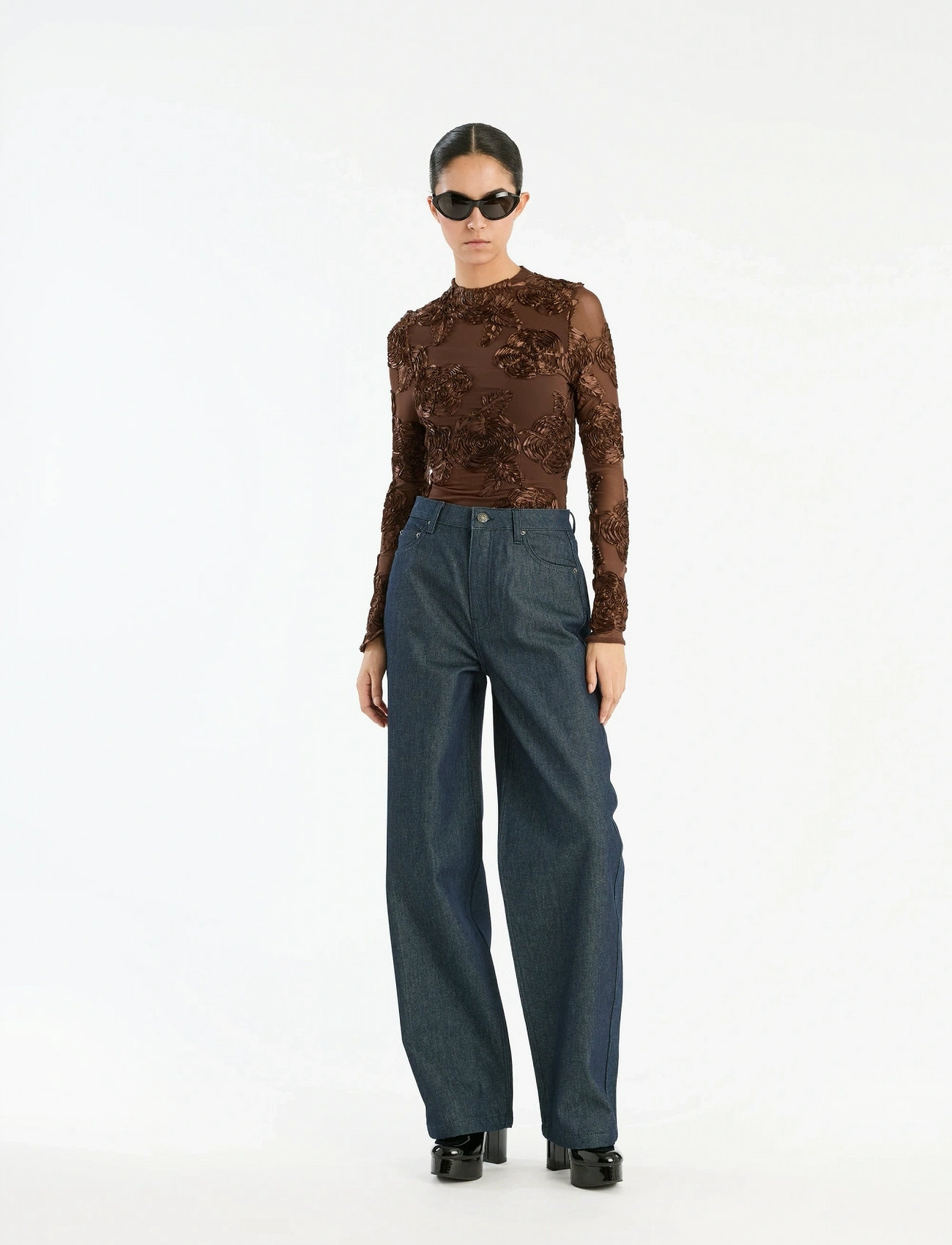 ROTATE Birger Christensen Wide Leg Jeans, 27, Navy, Jeans > Vidde, Dame