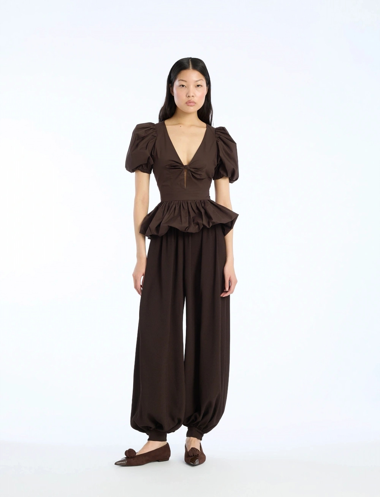 ROTATE Birger Christensen Balloon Pleated Pants, 38, Brown, Trousers > Barrel Trousers, Dame
