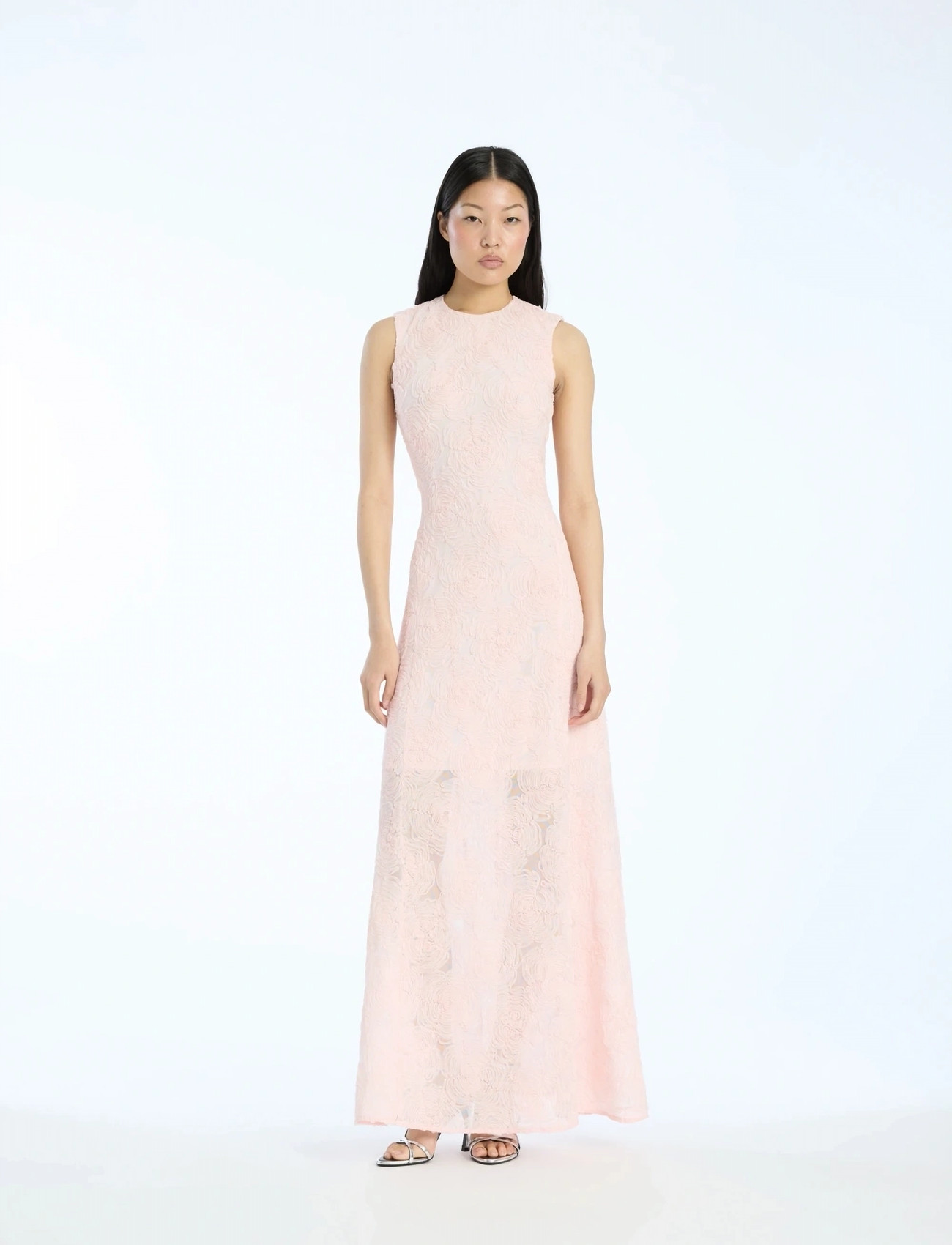 ROTATE Birger Christensen Mesh Maxi Dress, 38, Pink, Kjoler > Maxikjole, Dame