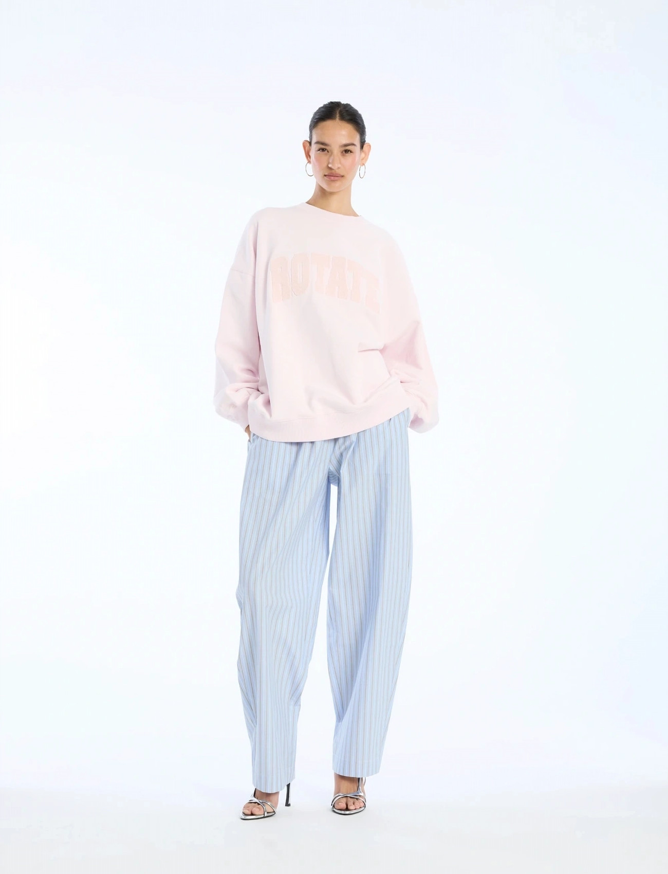 ROTATE Birger Christensen Poplin Tapered Pants, 36, Blue, Trousers > Barrel Trousers, Dame