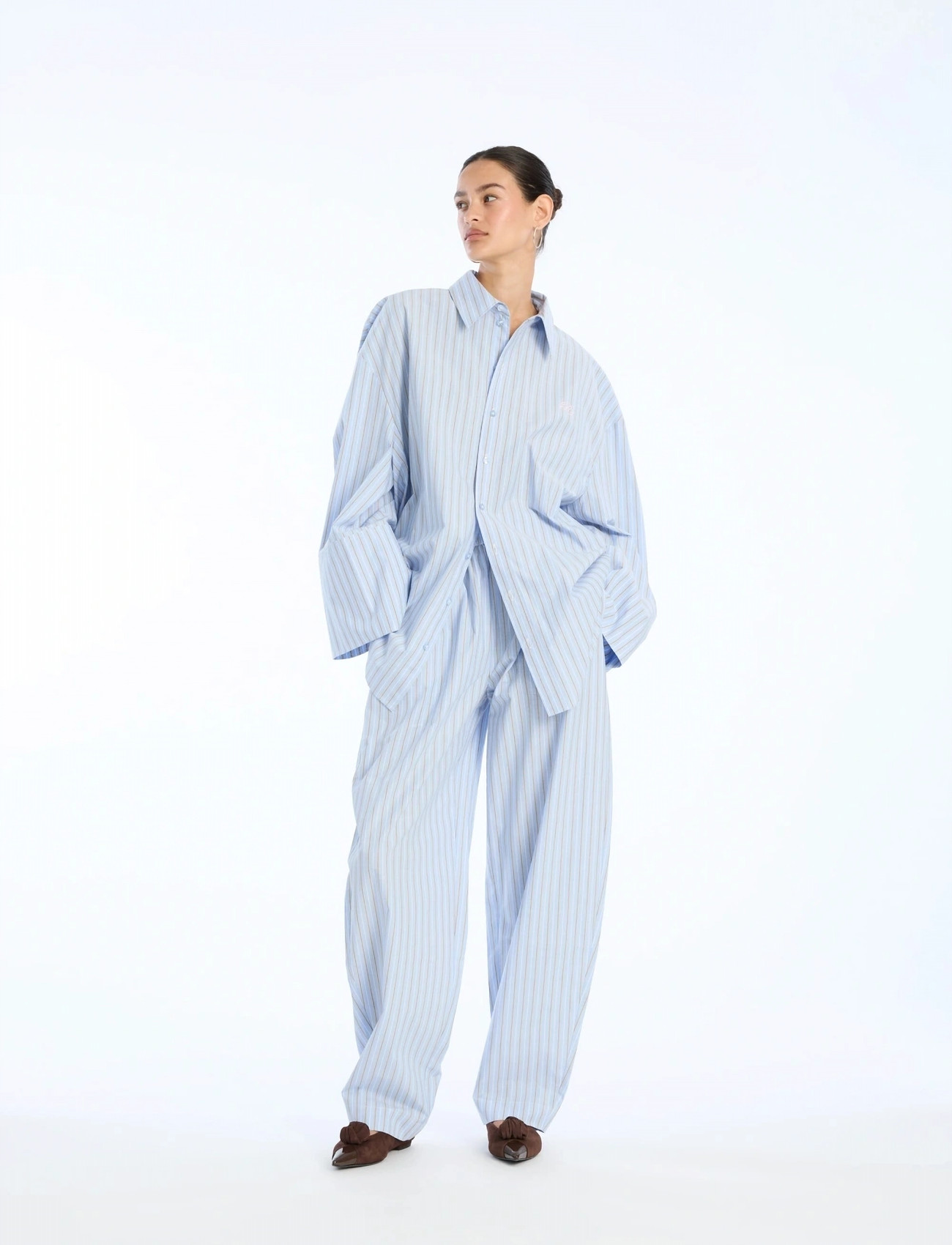 ROTATE Birger Christensen Poplin Oversized Shirt, 36, Blue, Skjorter > Langærmede, Dame