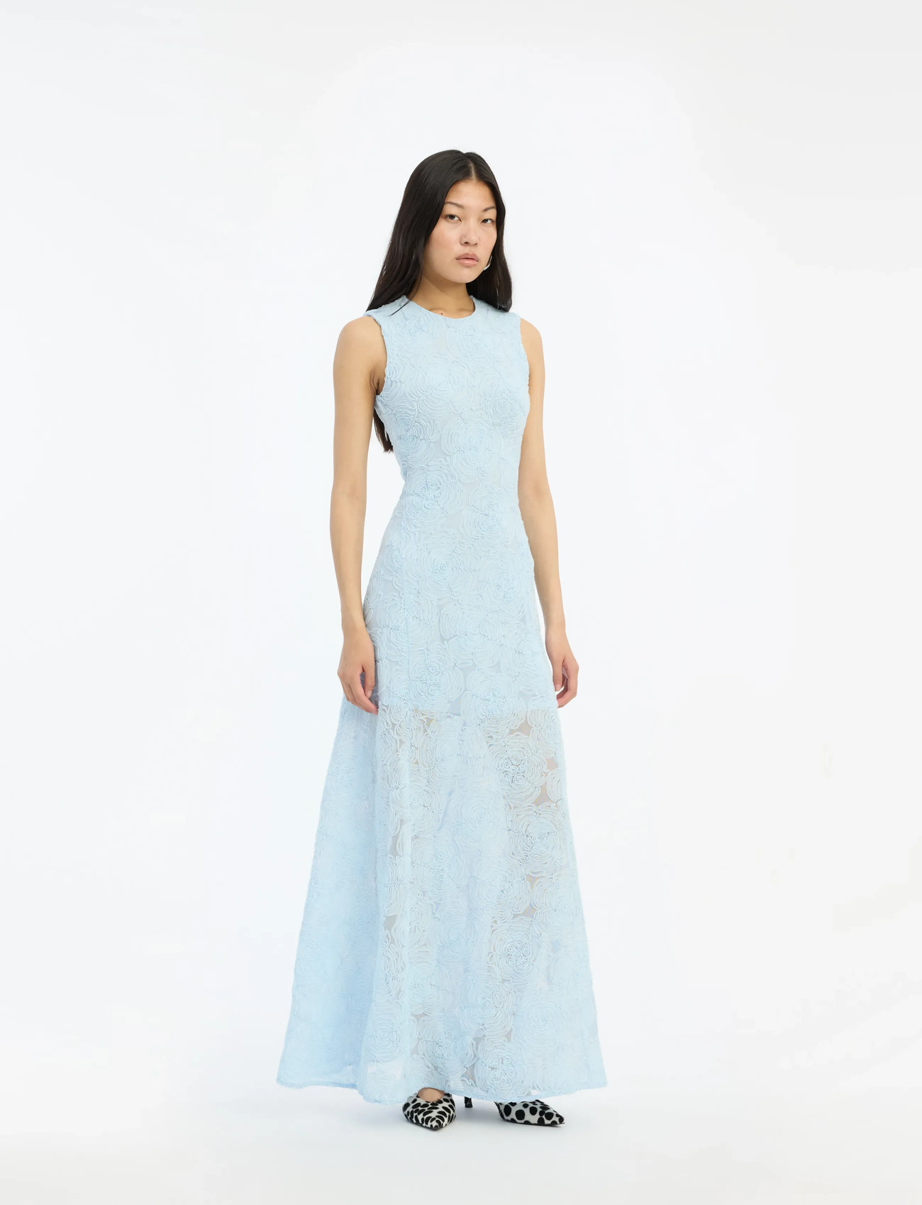 ROTATE Birger Christensen Mesh Maxi Dress, 36, Blue, Designere > Maxi Dress, Dame