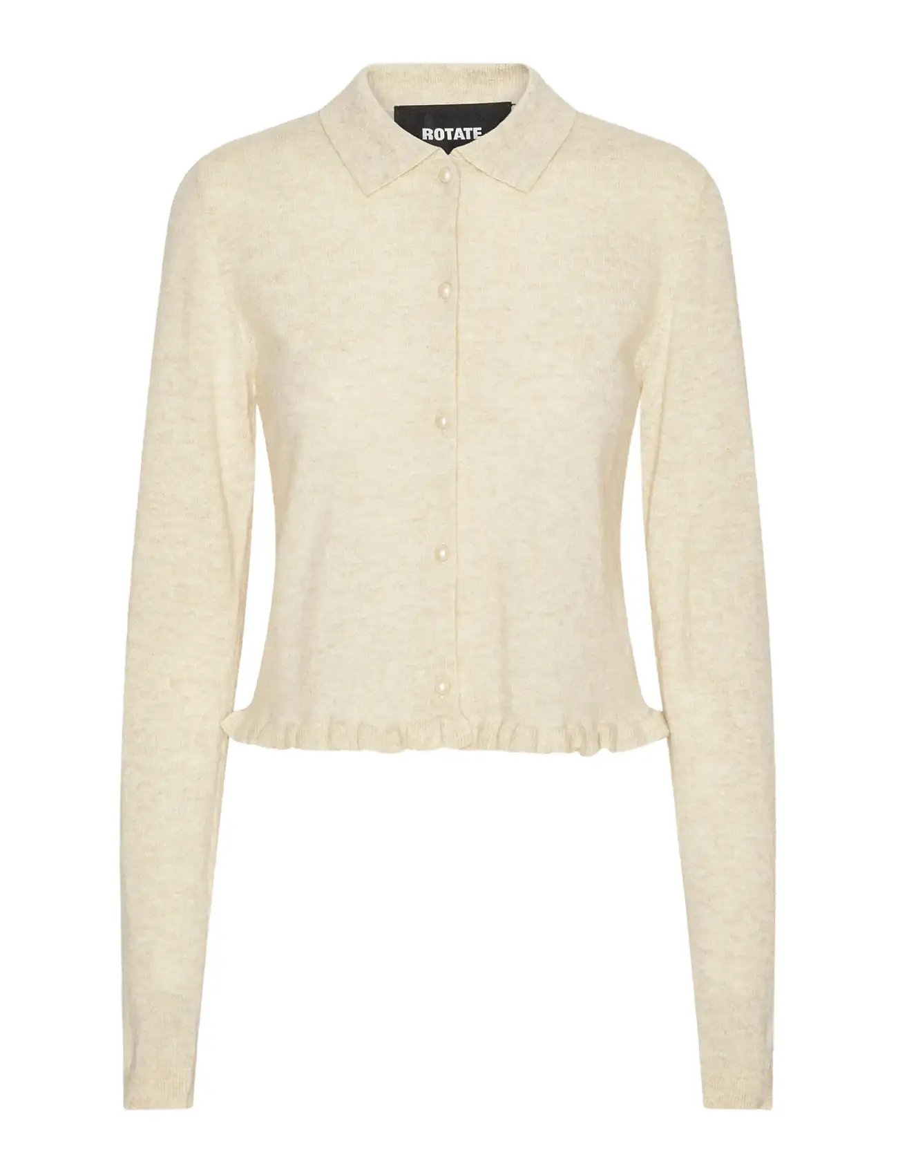 ROTATE Birger Christensen Knitted Polo Cardigan, M, Cream, Strik > Cardigans, Dame