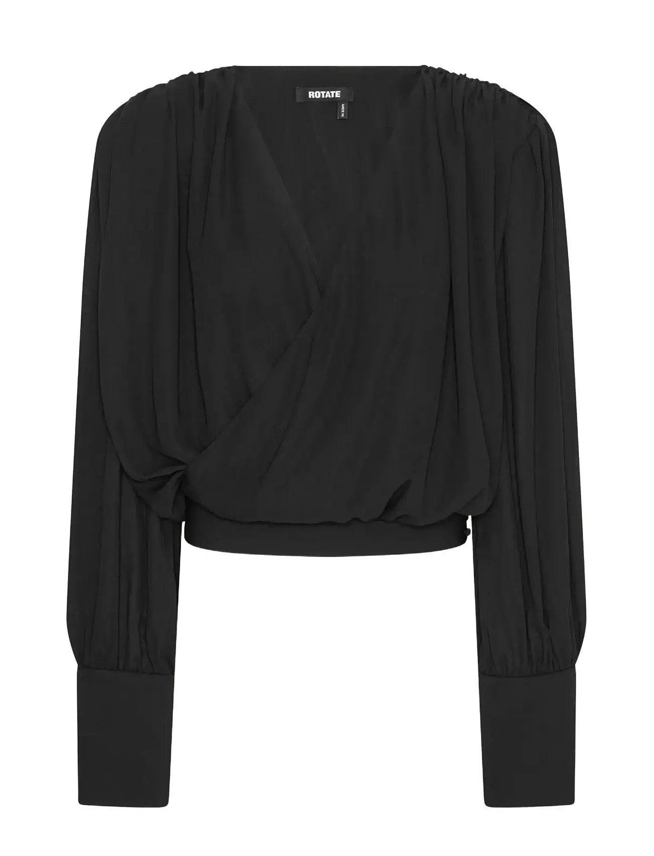 ROTATE Birger Christensen Long Sleeve V-Neck Top, 34, Black, Bluser > Langærmede, Dame
