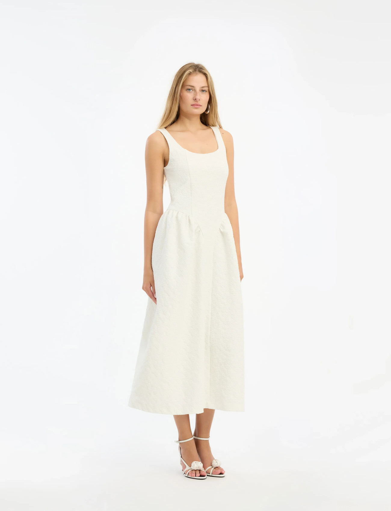 ROTATE Birger Christensen Jacquard Midi Dress, 36, Cream, Designere > Knælange Og Midi, Dame