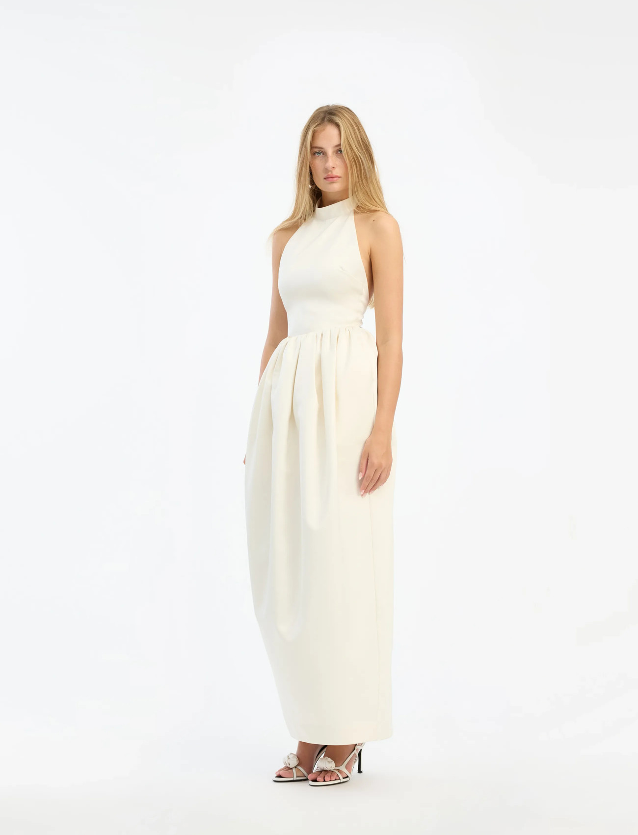 ROTATE Birger Christensen Satin Maxi Dress, 34, Cream, Designere > Maxi Dress, Dame