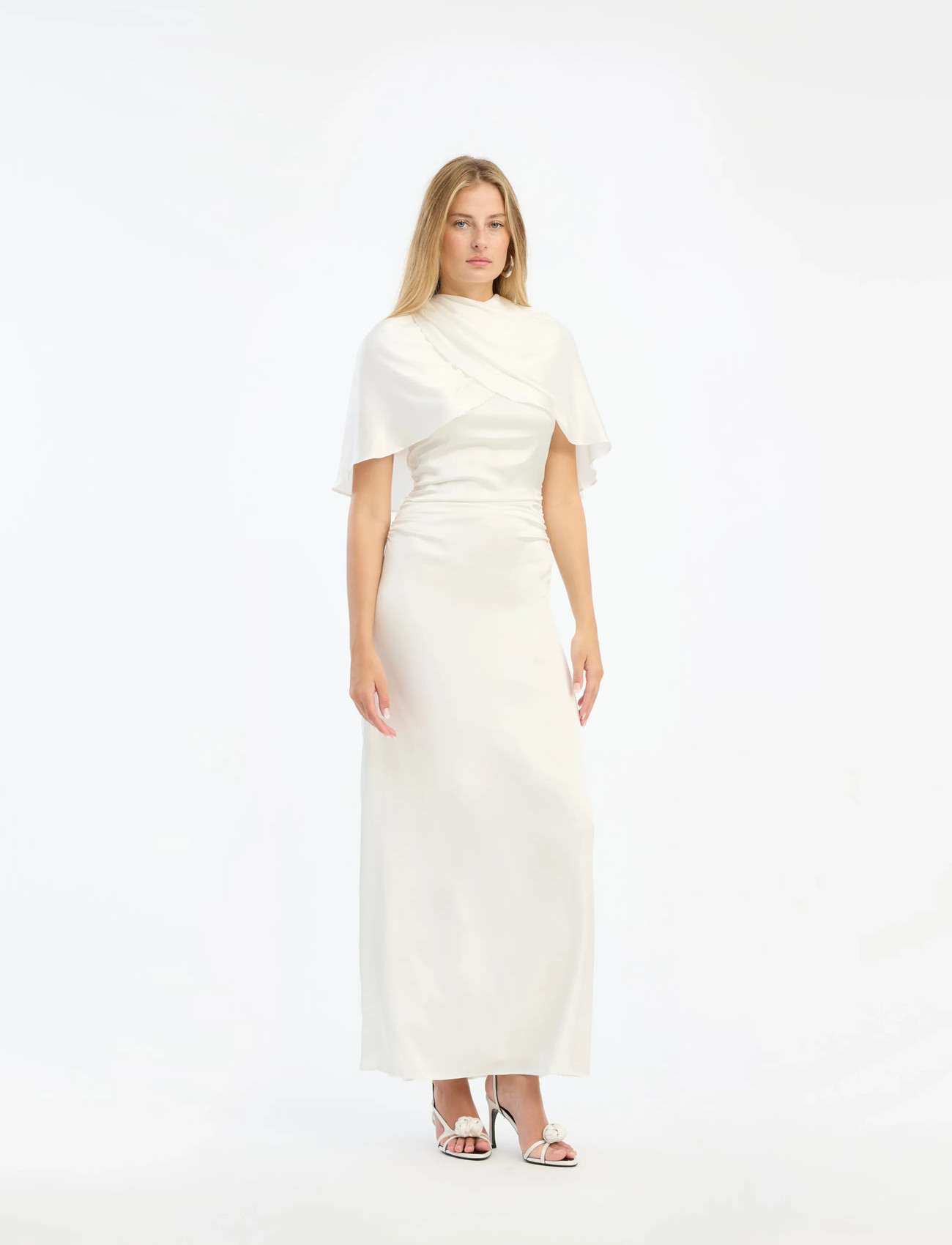 ROTATE Birger Christensen Maxi Cape Dress, 34, Cream, Designere > Maxi Dress, Dame