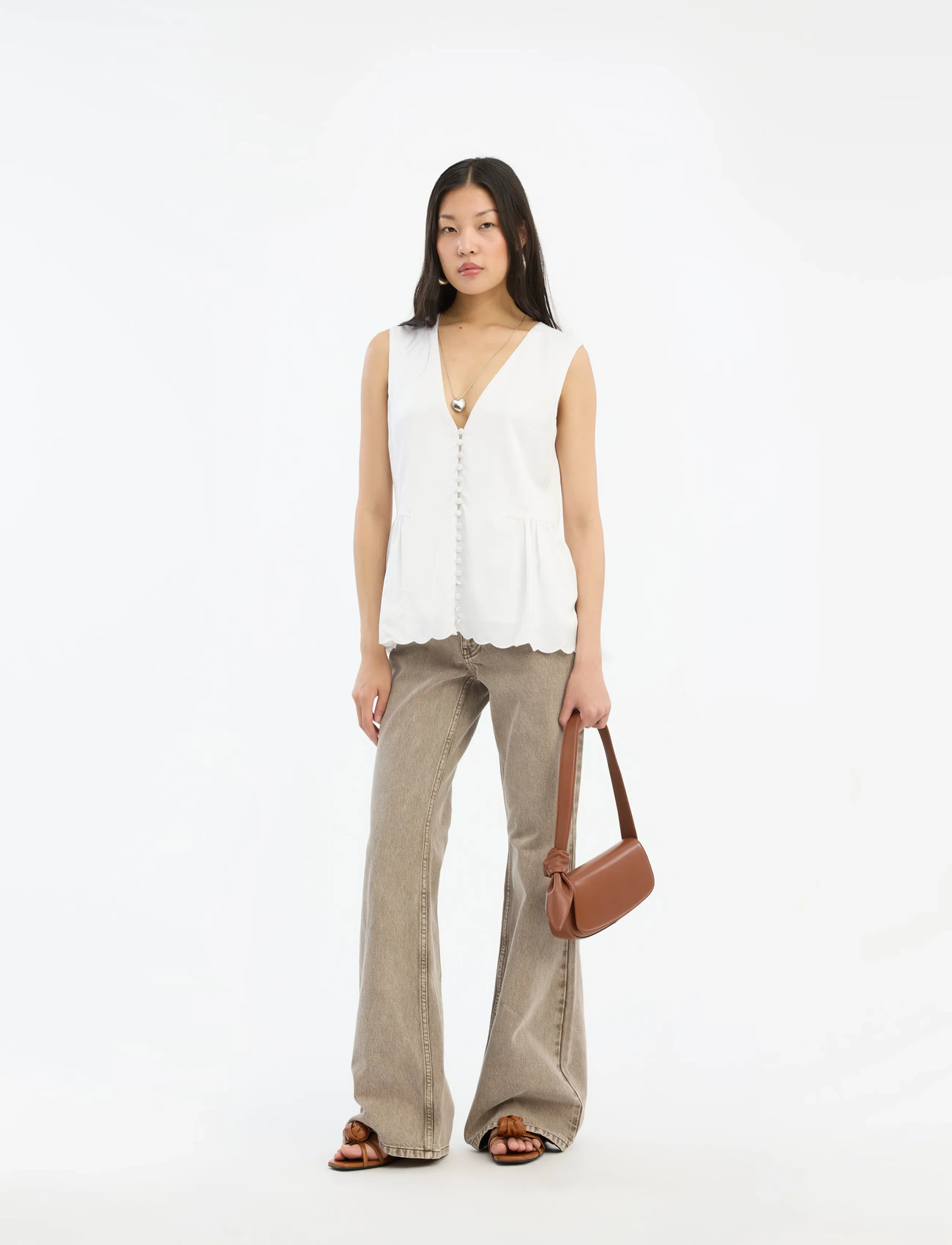 ROTATE Birger Christensen Flared Highwaisted Jeans, 31, Brown, Jeans > Flares, Dame