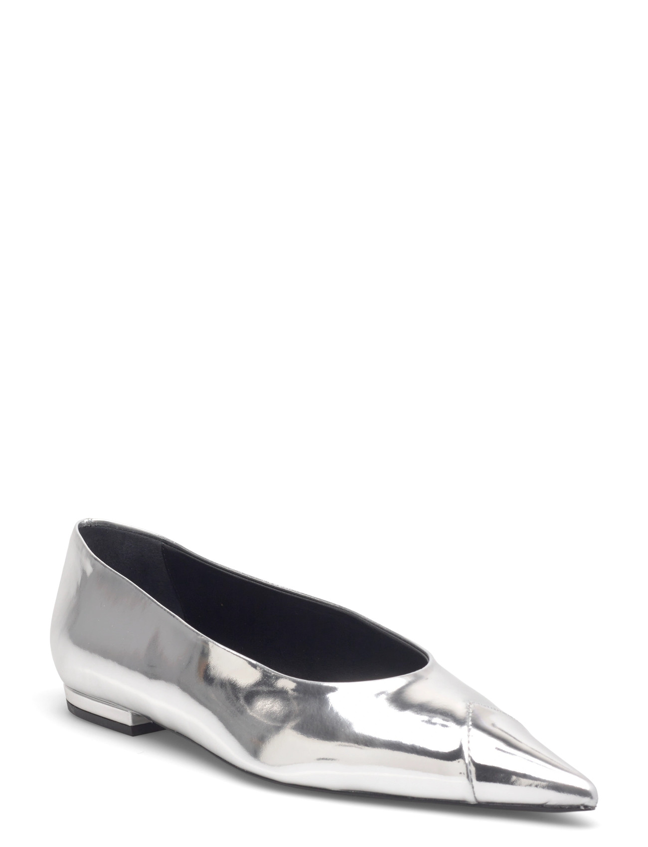 ROTATE Birger Christensen Leather Pointed Ballerina, 40, Silver, Sko > Ballerinaer, Dame