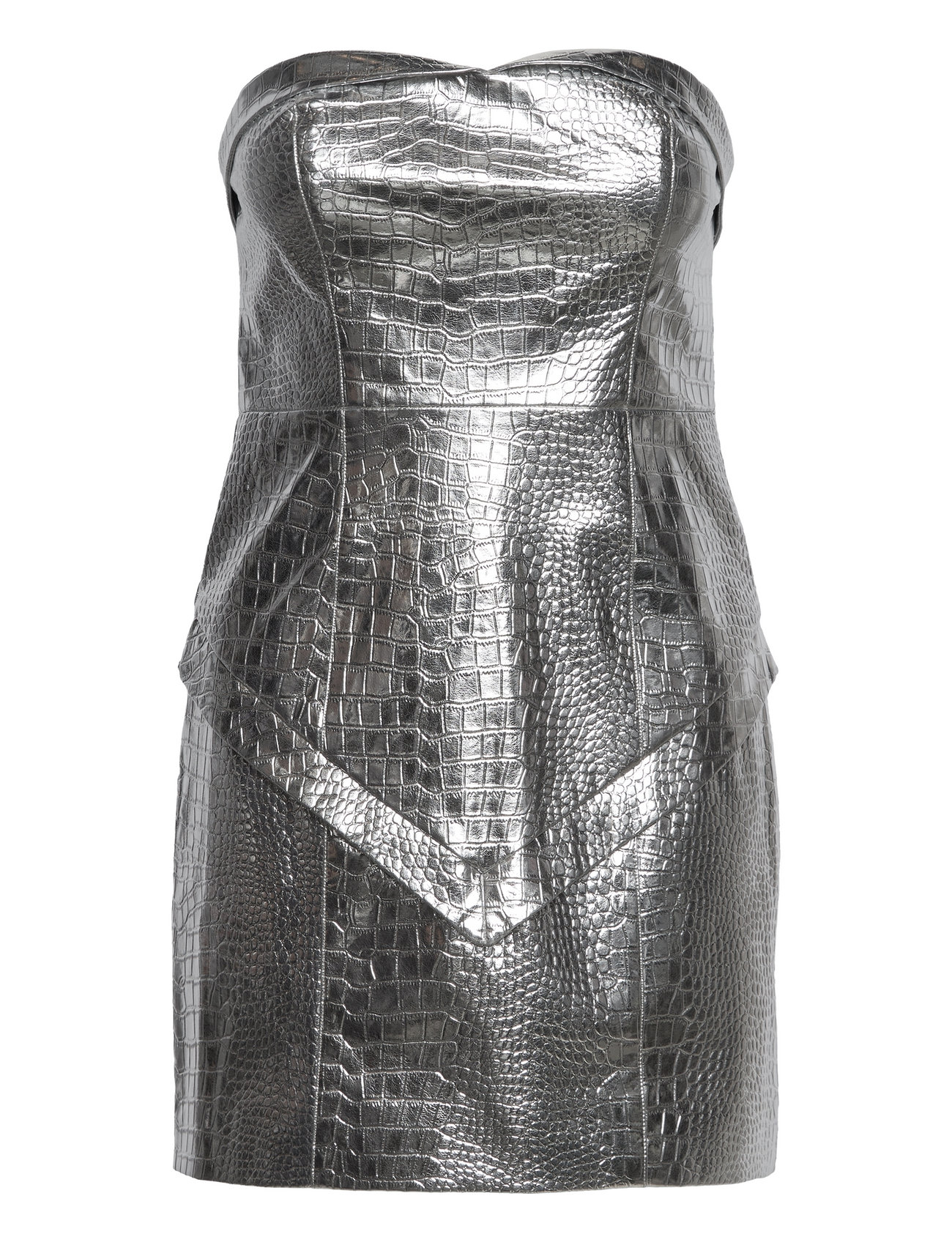 Embossed Pu Mini Dress Kort Kjole Silver ROTATE Birger Christensen