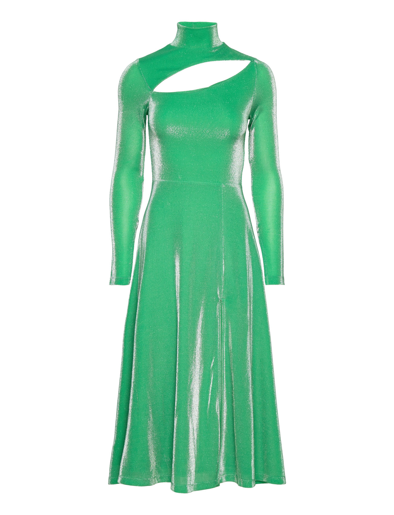 Metallic Nylon Cut-Out Dress Knælang Kjole Green ROTATE Birger Christensen