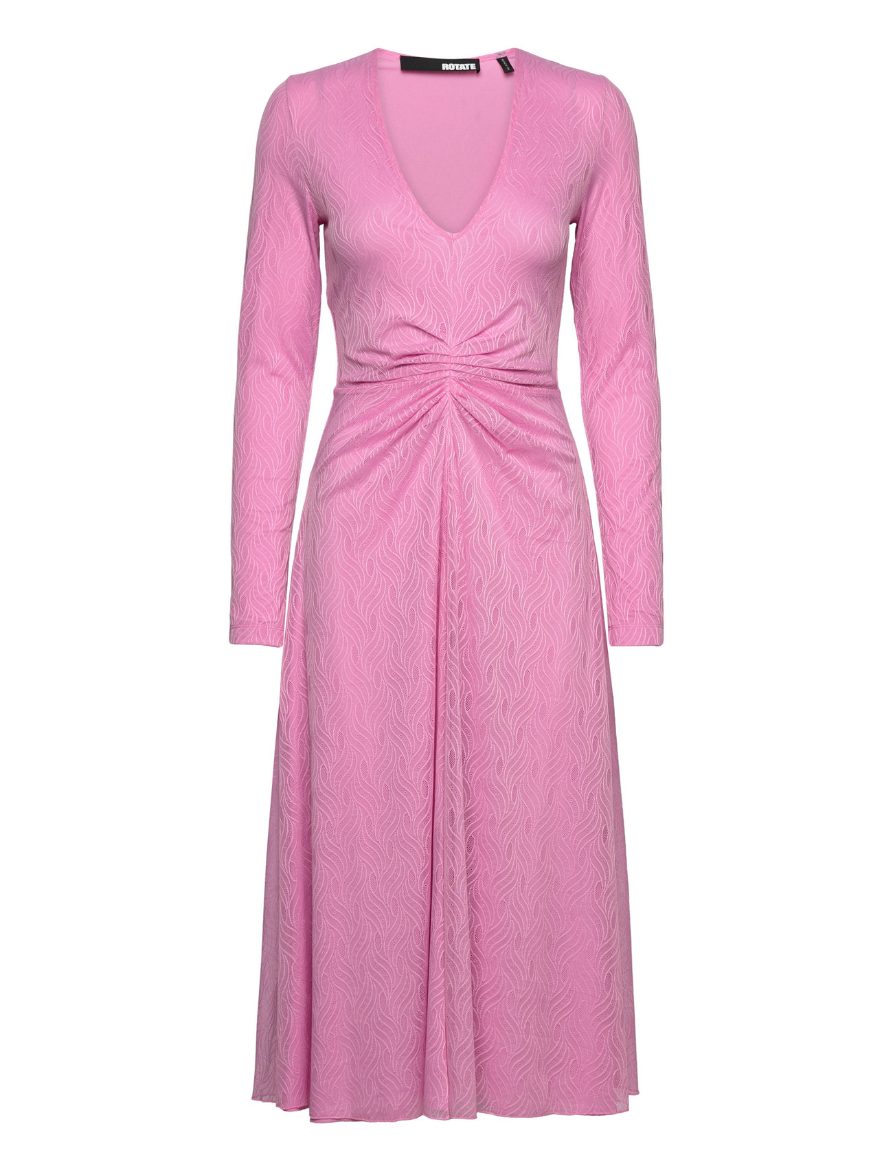 Stretch Lace V-Neck Midi Dress Pink ROTATE Birger Christensen