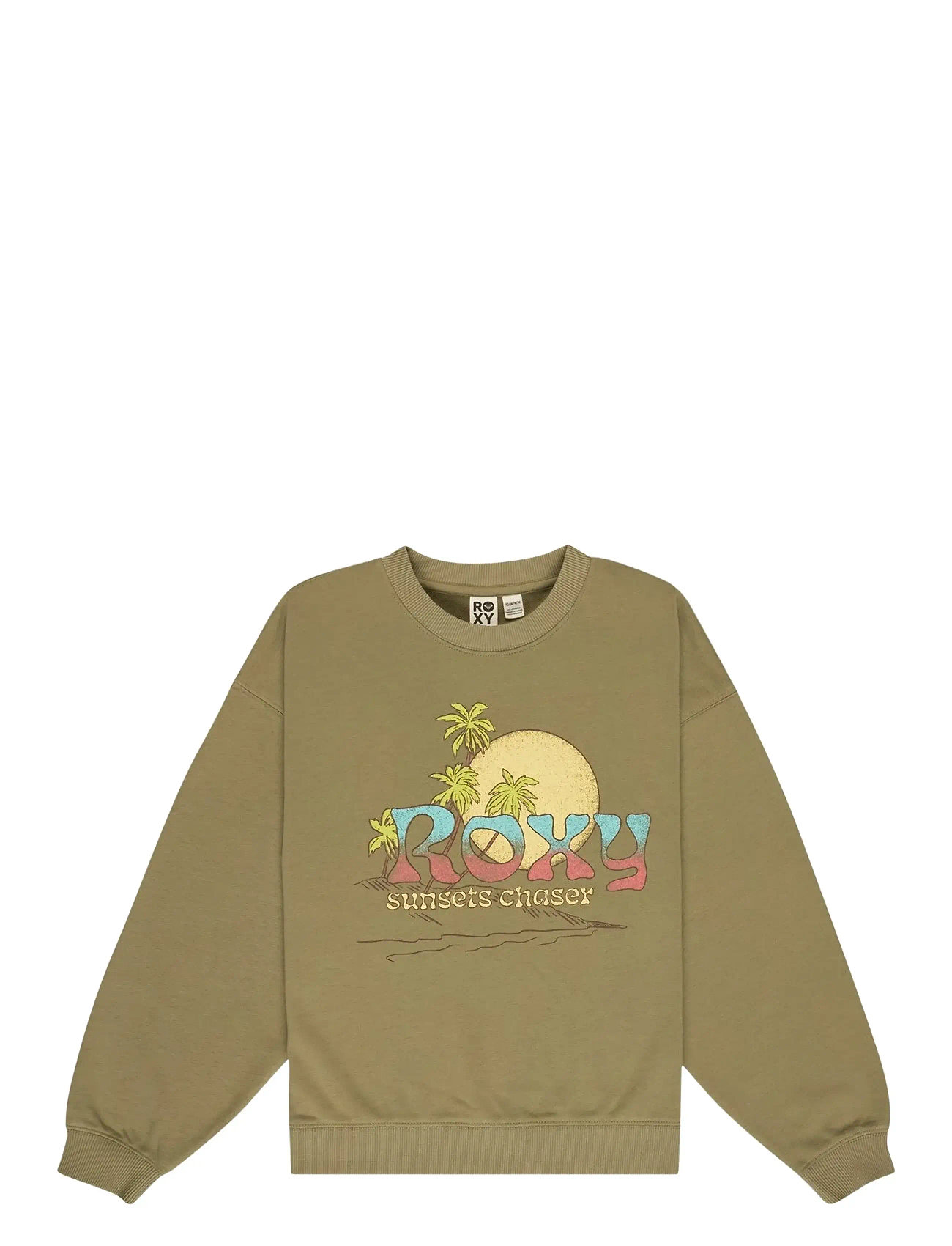Roxy Lineup Crew Rg Terry, 152, Khaki green, Sweatshirts & Hættetrøjer > Sweatshirts, Børn