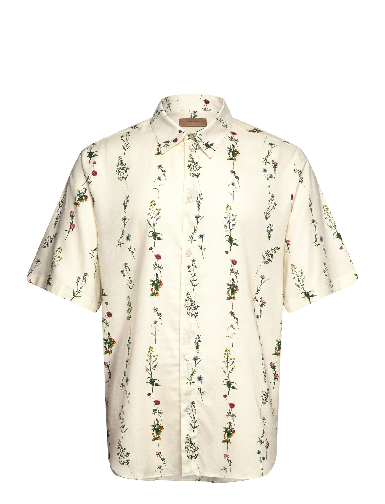 Silvio Japanese Floral Print Tops Shirts Short-sleeved Cream Rue De Tokyo