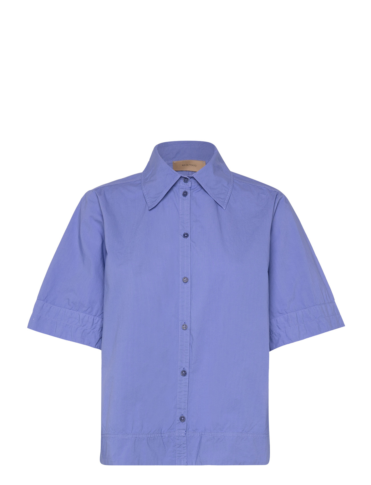 Rue de Tokyo Seren Gmtd Poplin, XL, Blue, Skjorter > Kortærmede, Dame