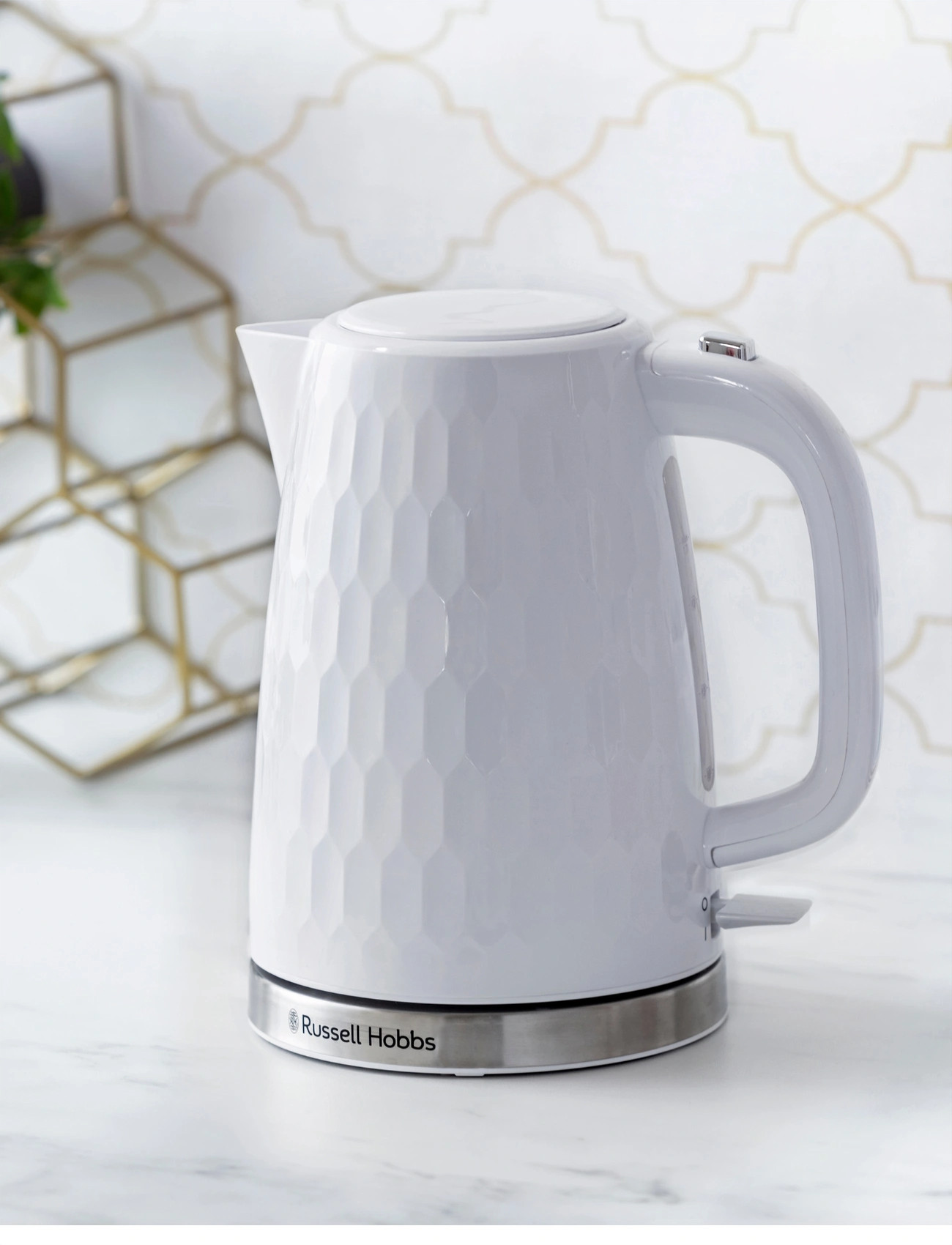Russell Hobbs Honeycomb Kettle White, 1.7 L, White, Køkkenmaskiner > Kedler Og Vandkogere, Unisex