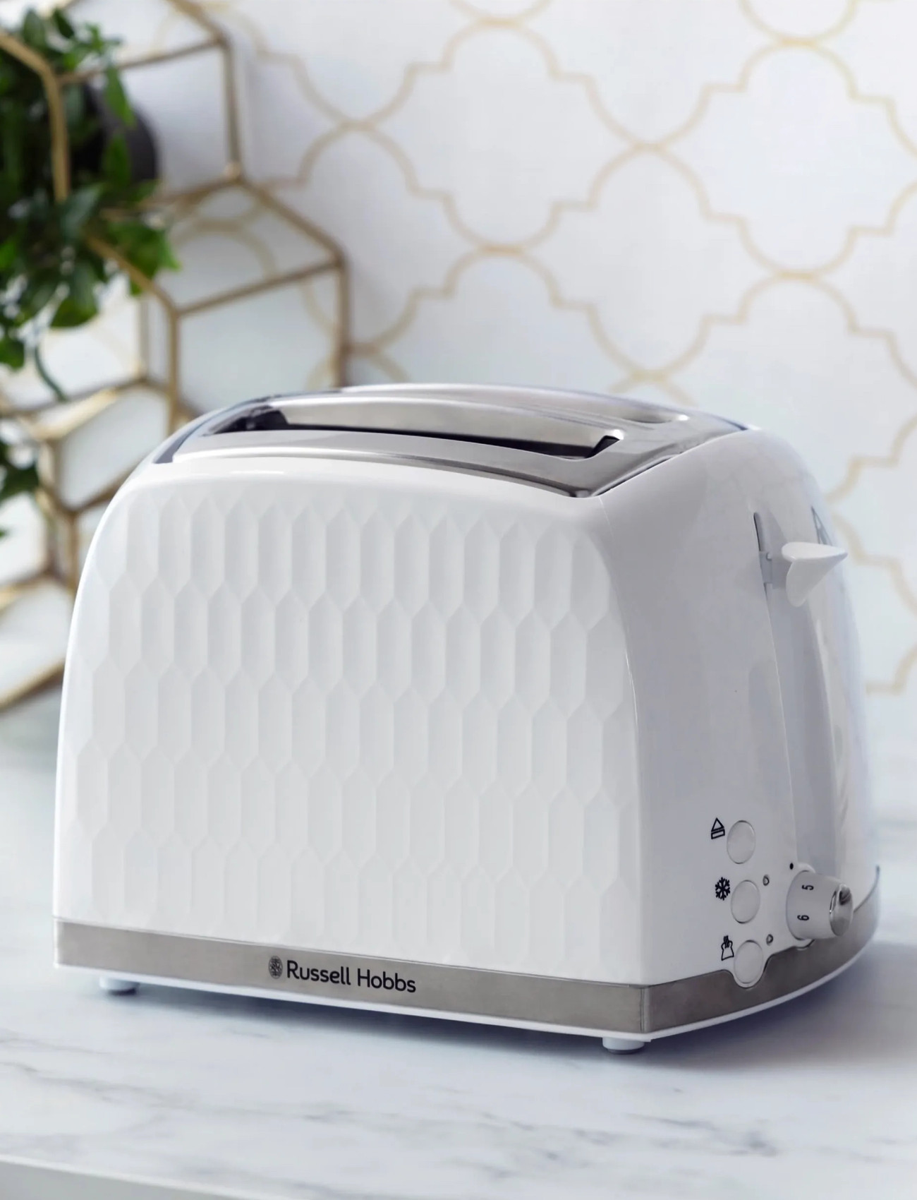 Russell Hobbs Honeycomb 2S Toaster White, 2 S, White, Køkkenmaskiner > Brødristere, Unisex