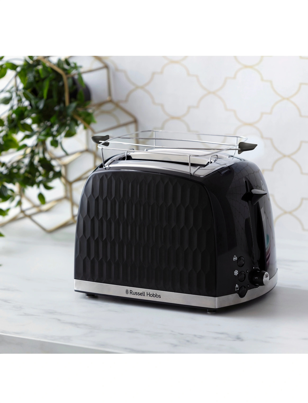 Russell Hobbs Honeycomb 2S Toaster Black, 2 S, Black, Køkkenmaskiner > Brødristere, Unisex