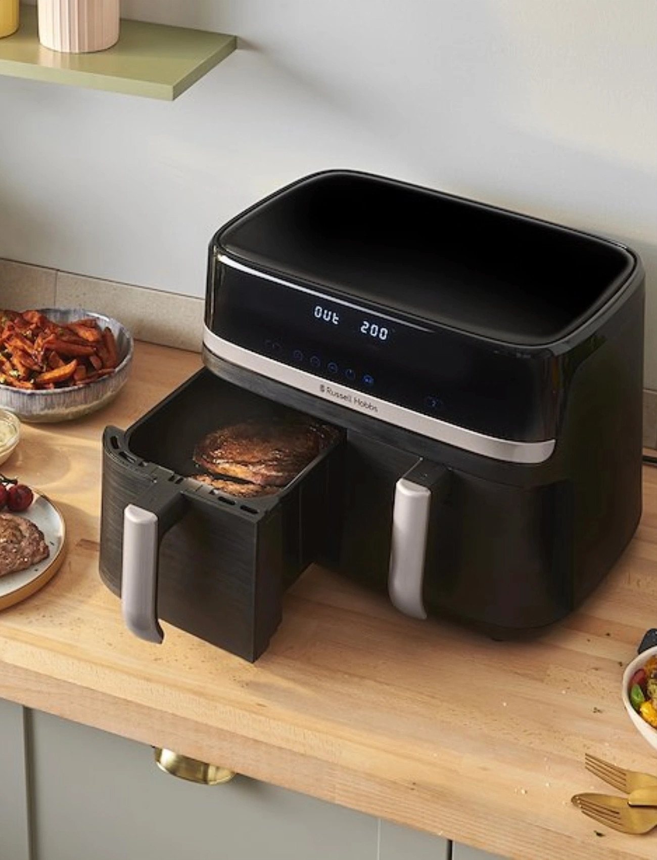 Russell Hobbs Rh Satisfry Dual Basket Air Fry, 9 L, Black, Køkkenmaskiner > Stegepander, Unisex
