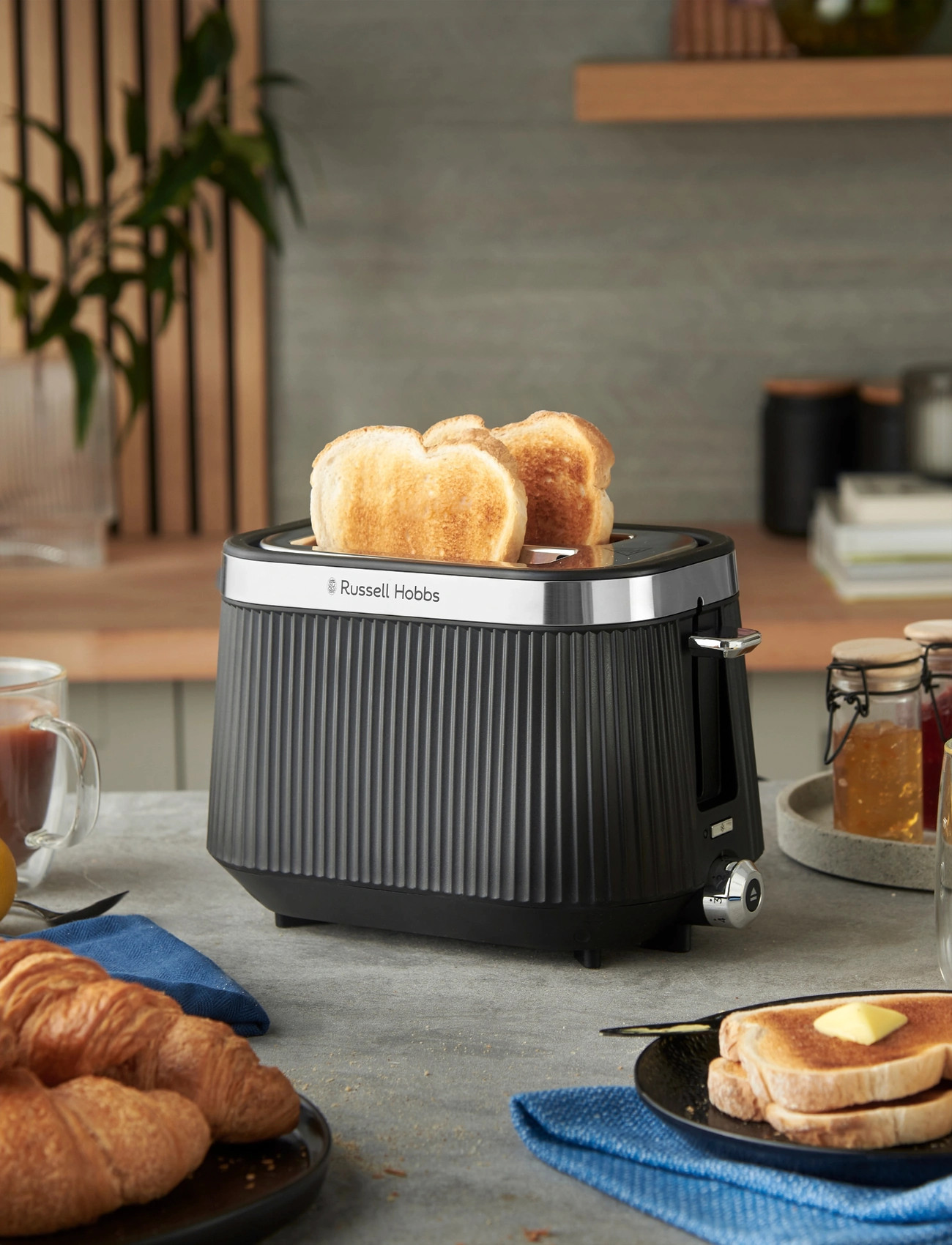 Russell Hobbs 2S Toaster Black, 2 S, Black, Køkkenmaskiner > Brødristere, Unisex