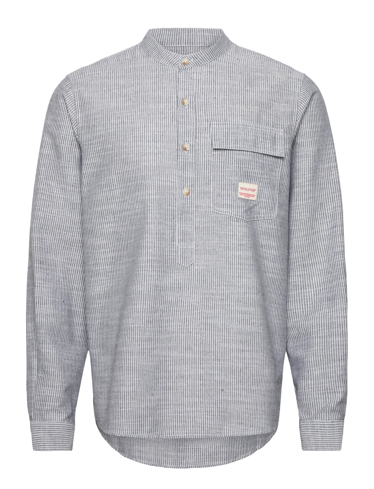 REVOLUTION Grandad Shirt Grau - M - Herren