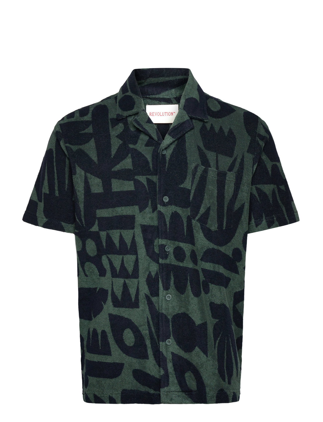 Revolution Terry Short-Sleeved Cuban Shirt, XL, Green, Skjorter > Kortærmede Shirts, Herre
