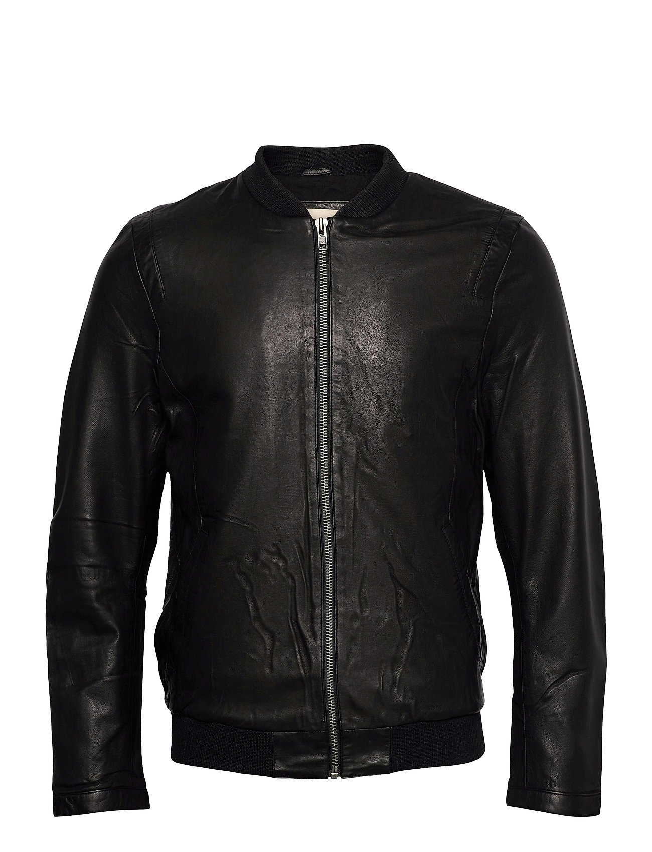 Sheep Leather Jacket With Rib And Shoulder Detail Nahkatakki Musta Revolution