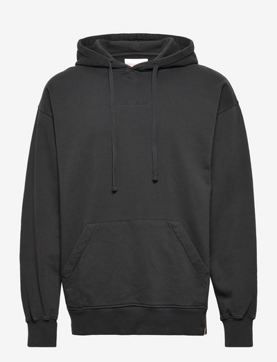 Loose fit hoodie with a brand embroidery - kapuzenpullover - black
