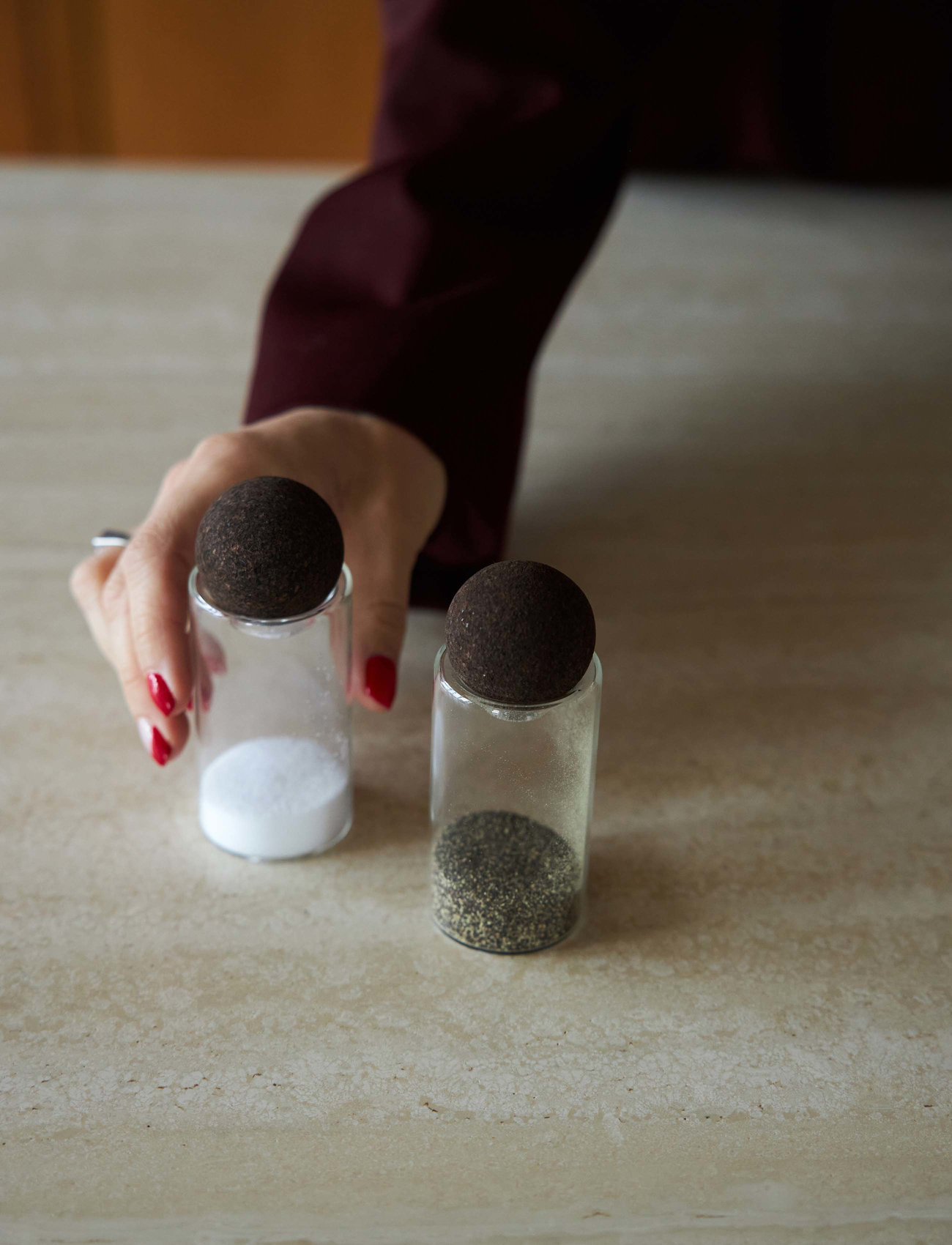 Sagaform Nature Salt- And Pepper Set With Cork Stoppers, 2-Pcs, One Size x 4.5, Nude, Køkkenopbevaring > Køkkenkrukker, Unisex