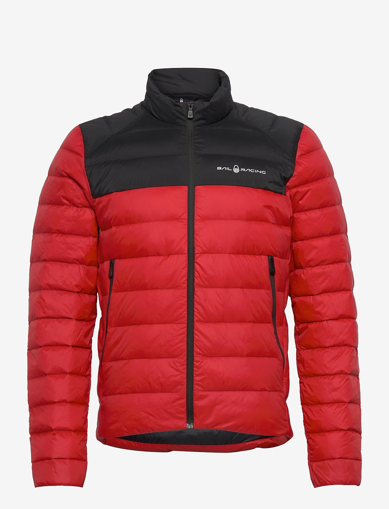 bright red down jacket