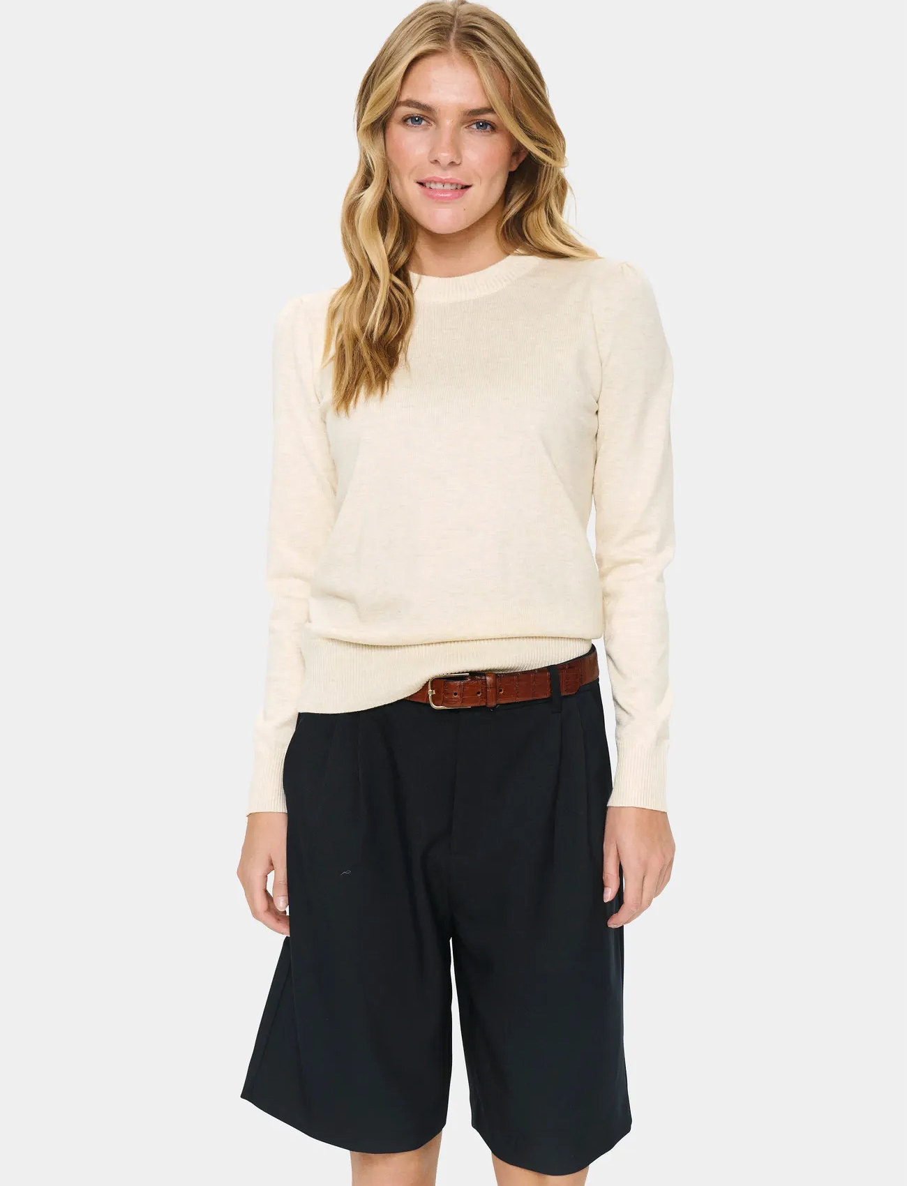 Saint Tropez Milasz Pullover, M, Cream, Strik > Trøjer, Dame