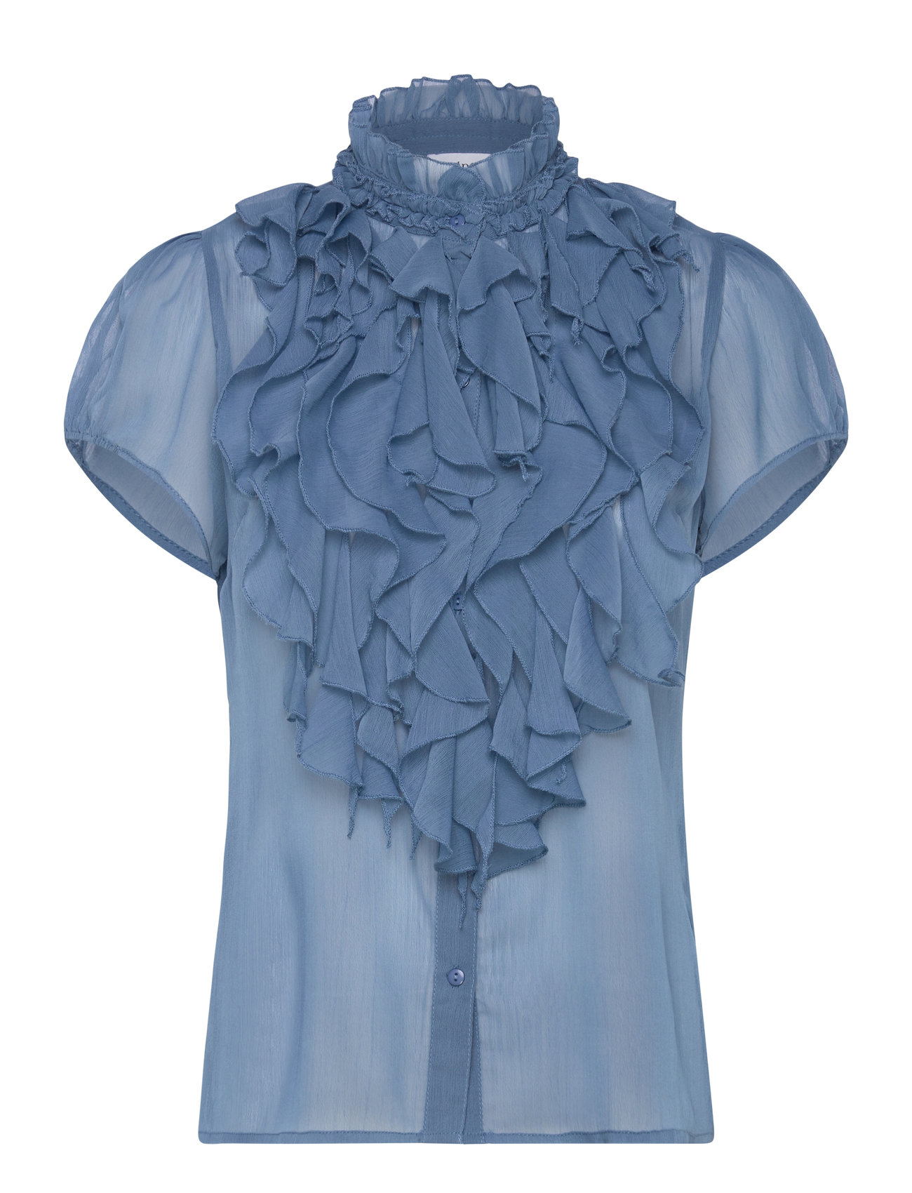 Liljasz Crinkle Ss Shirt Blue Saint Tropez 114217