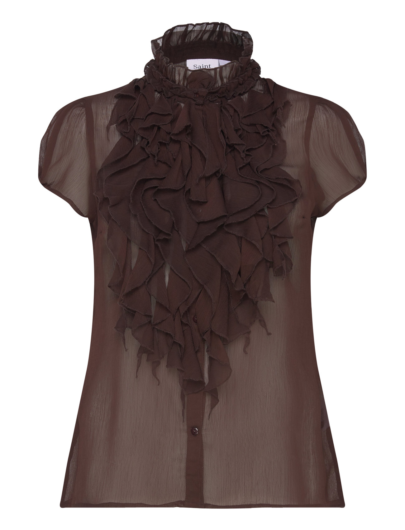 Liljasz Crinkle Ss Shirt Brown Saint Tropez 114215
