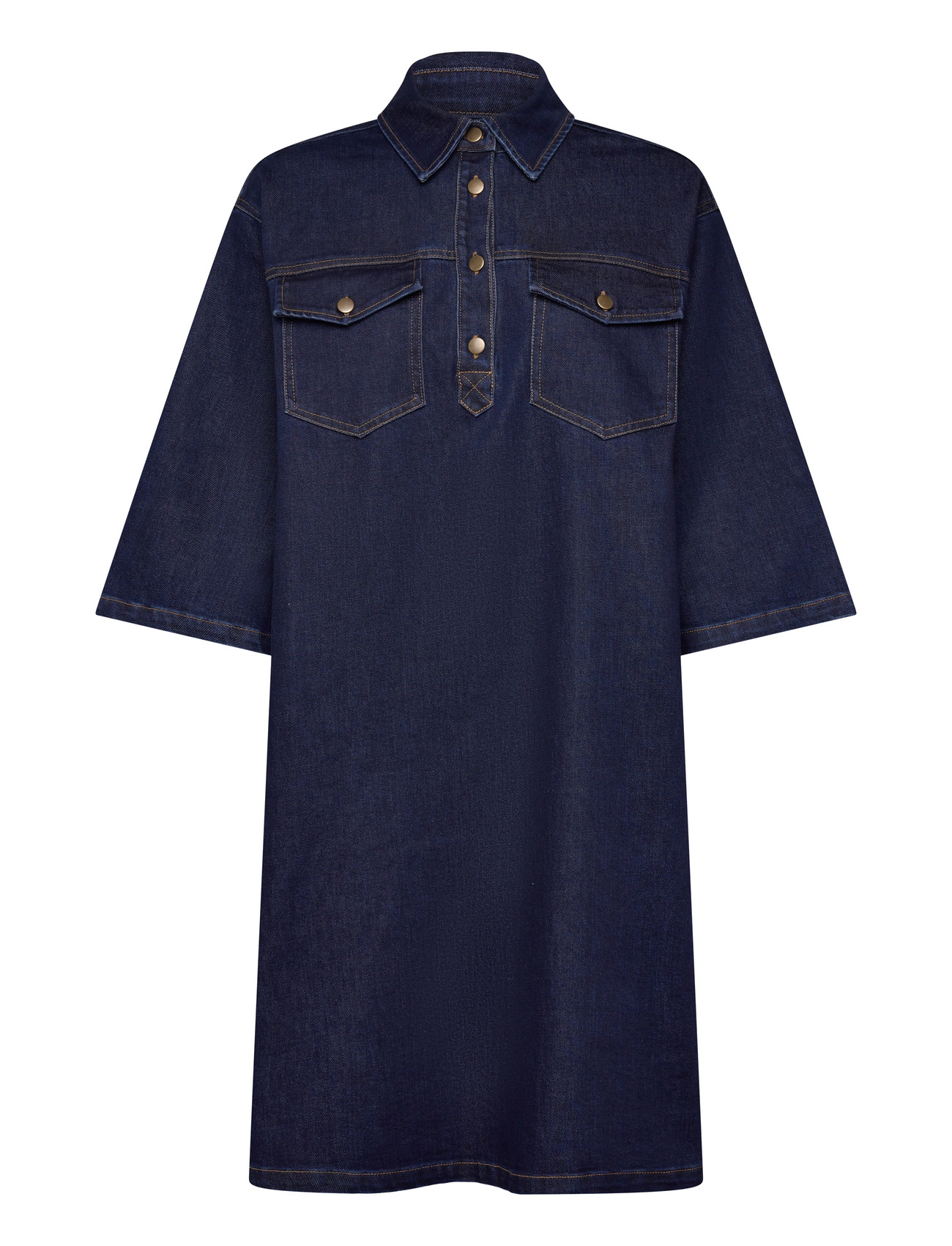 Saint Tropez Loesasz Denim Dress, XXL, Navy, Kjoler > Skjortekjoler, Dame